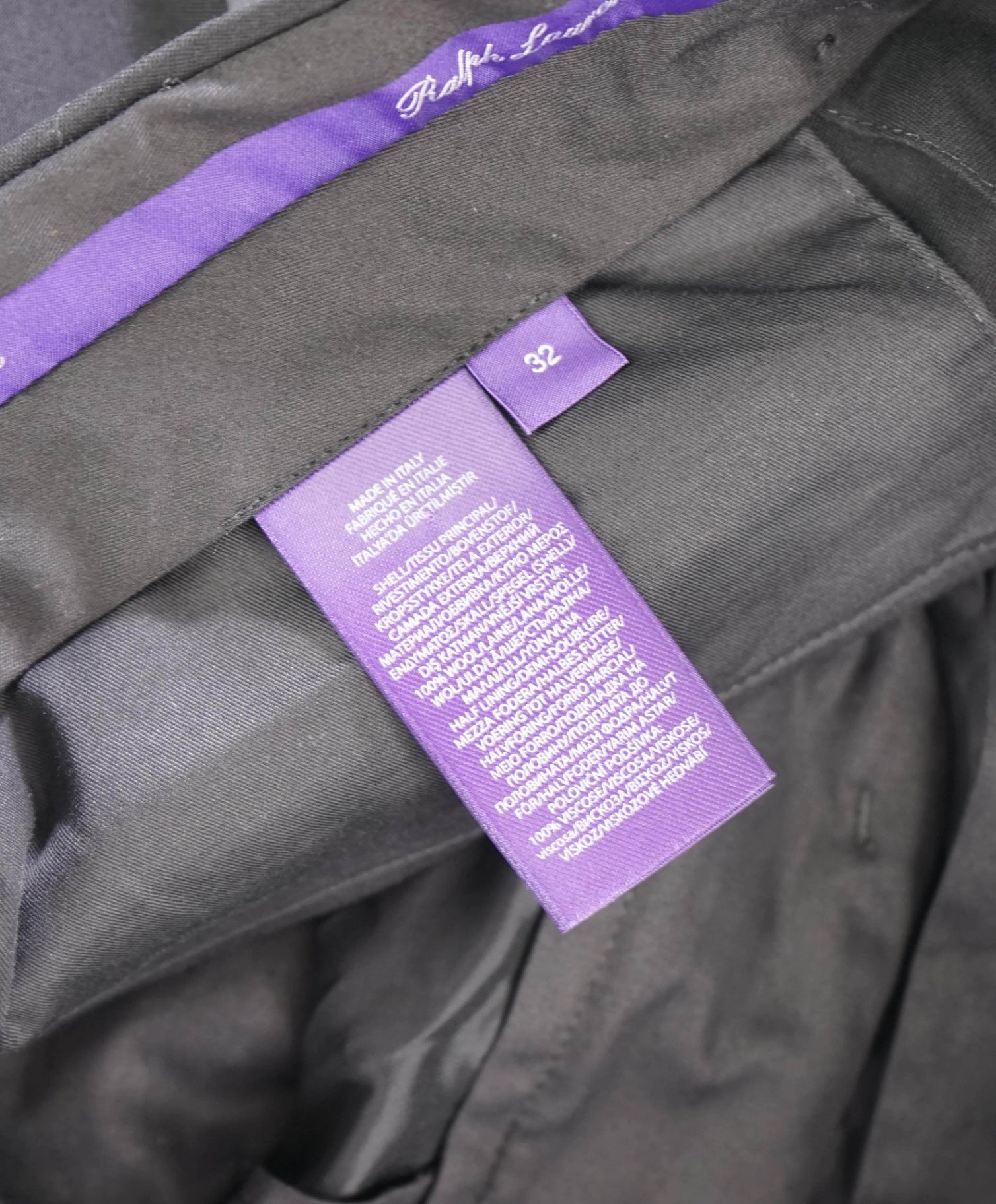 $995 RALPH LAUREN PURPLE LABEL - Black Tuxedo Pants - 32W