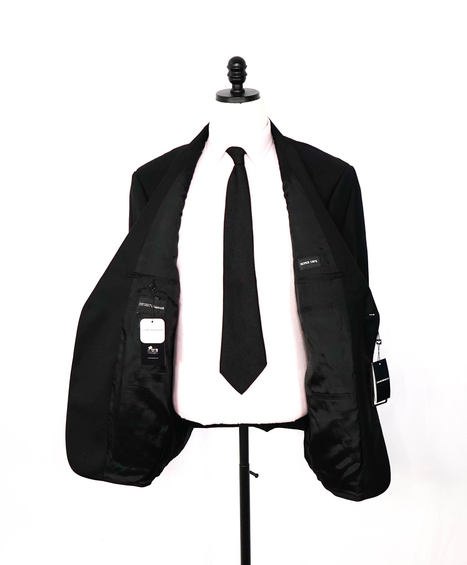 $1,495 EMPORIO ARMANI - Solid Black 130's Wool Blazer - 48R