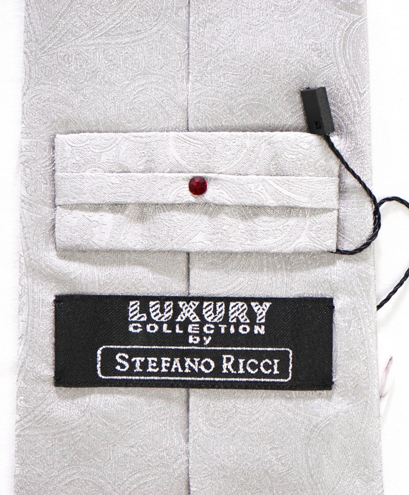 $350 STEFANO RICCI - Silver Paisley Silk - 3.25" Tie