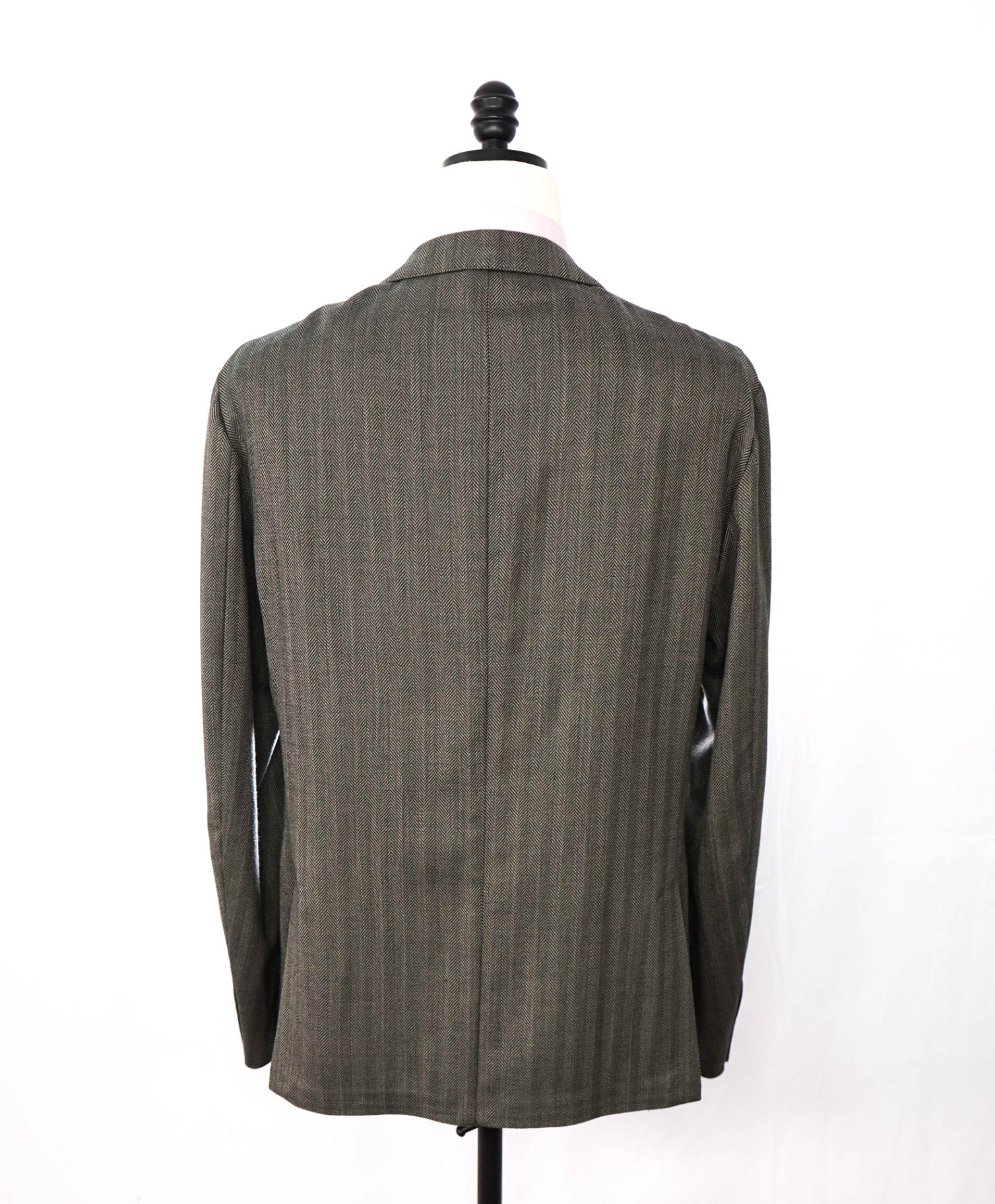 $1,395 ELEVENTY - Dark Green Herringbone Wool Blazer - 46