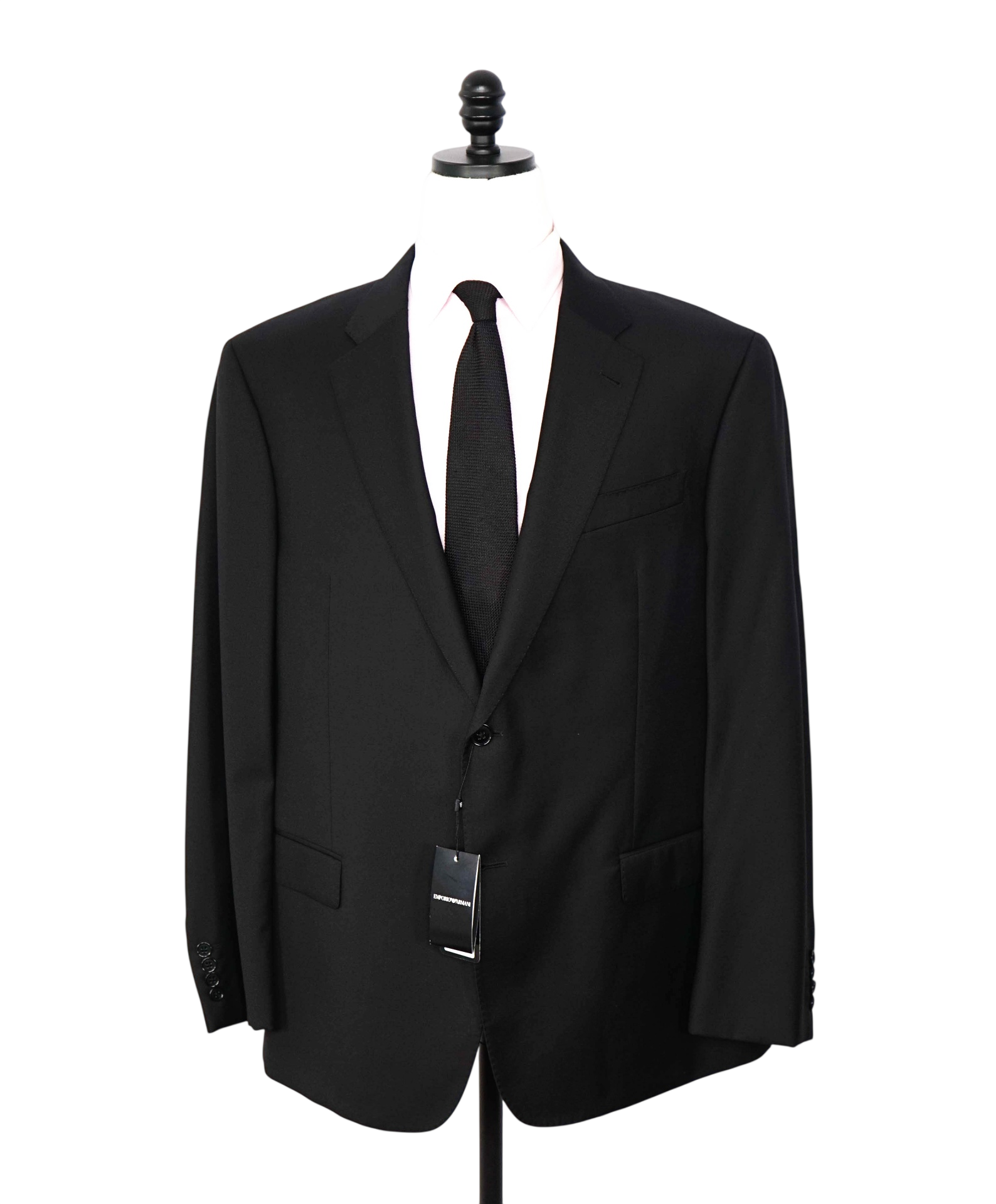 $1,495 EMPORIO ARMANI - Solid Black 130's Wool Blazer - 48R