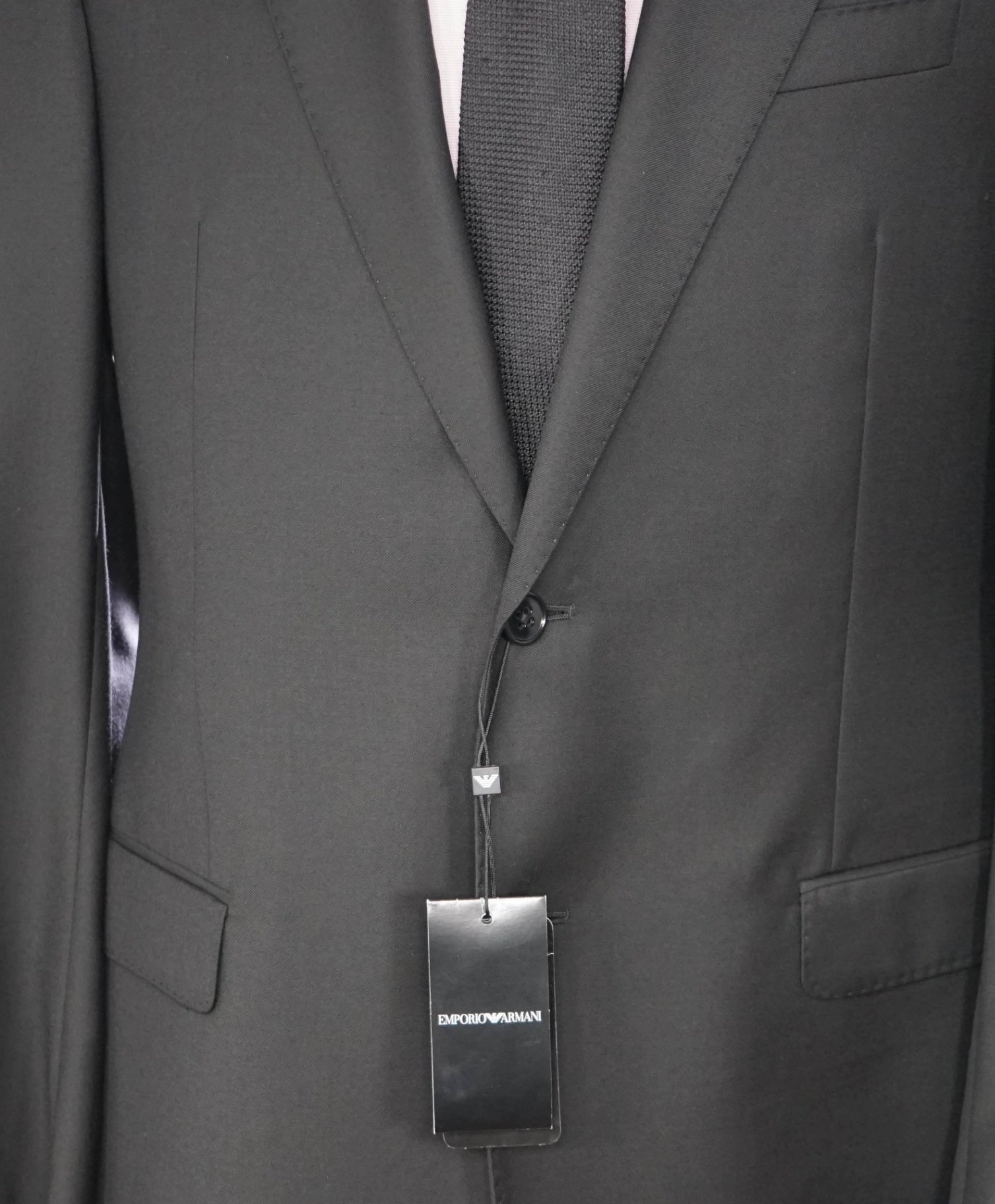 $1,495 EMPORIO ARMANI - Solid Black 130's Wool Blazer - 40R