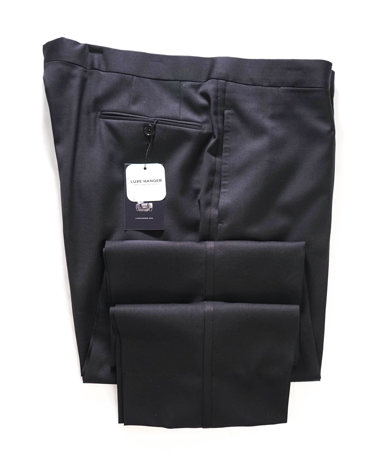 $870 ZEGNA - Black Wool Tuxedo Pants - 39W