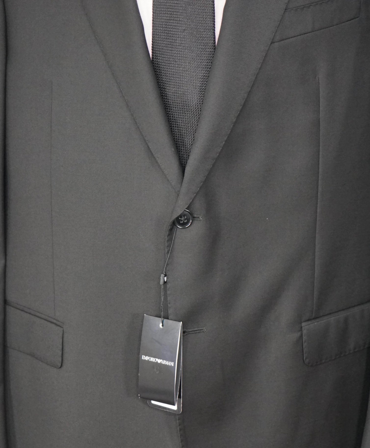 $1,495 EMPORIO ARMANI - Solid Black 130's Wool Blazer - 48R