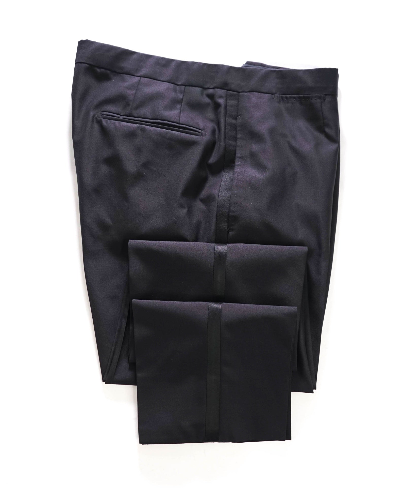$890 ZEGNA - Black Wool/Silk Tuxedo Pants - 34W