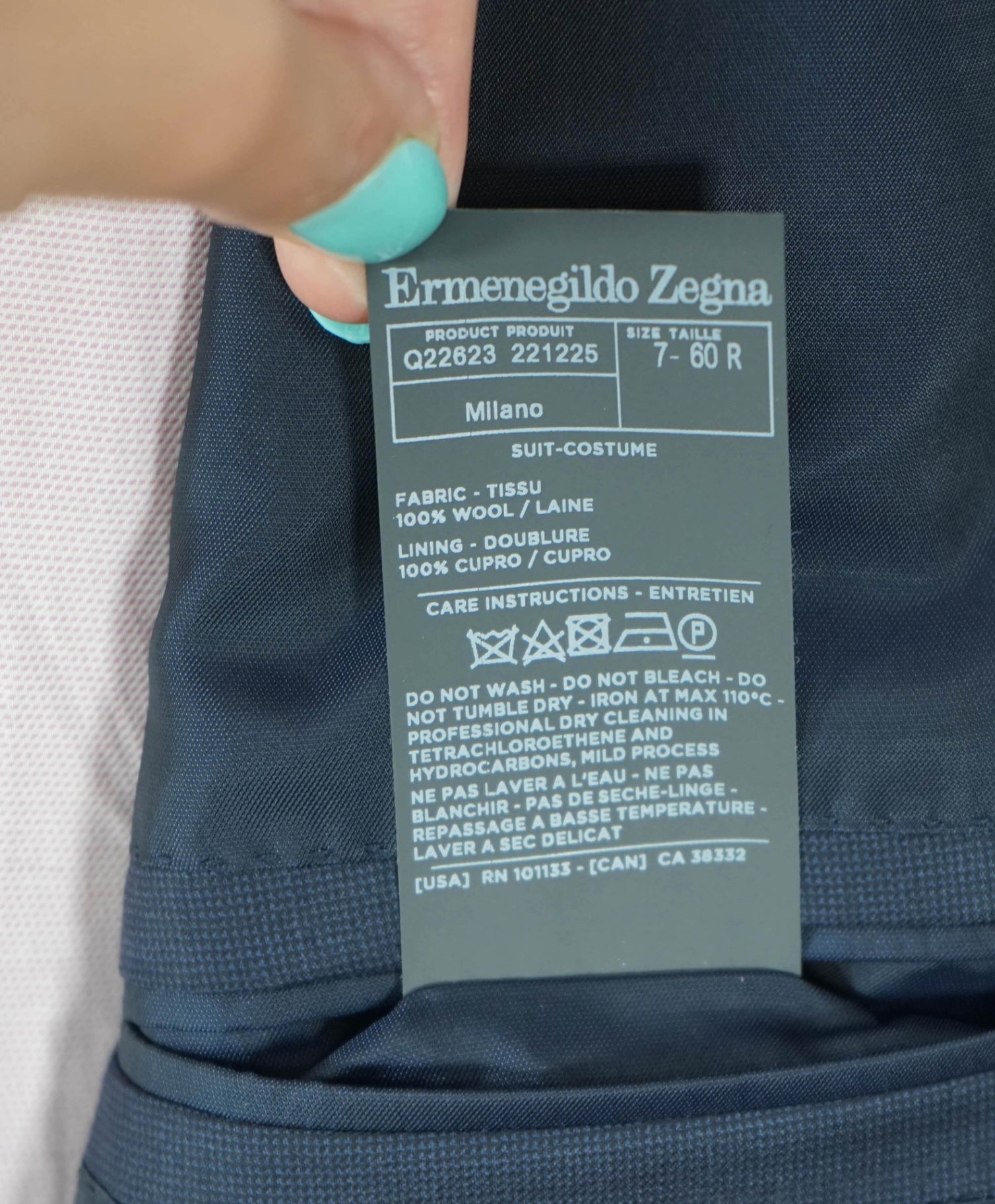 $3,450 ZEGNA - Navy Birdseye "TROFEO" Wool Blazer - 50R US