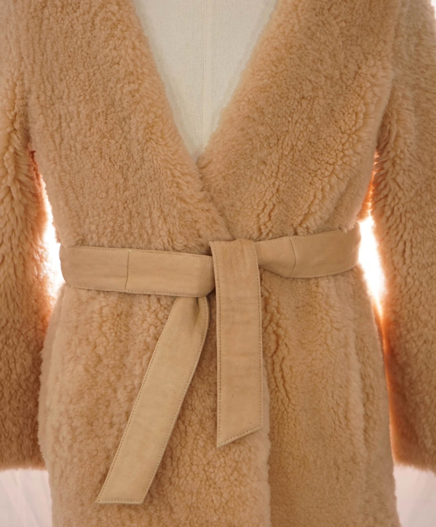 $6,695 ELEVENTY - Shearling Fur/Suede Long Coat - US 2 EU 40
