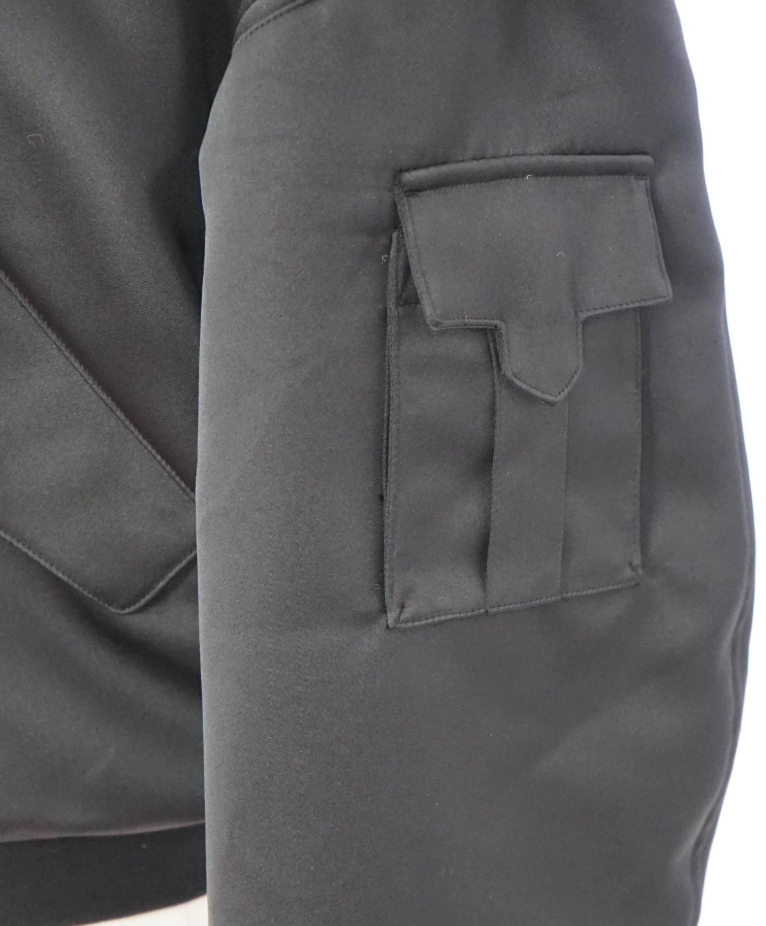 $1,195 ELEVENTY - Black Silk Style Polyester Bomber Coat - 8 US