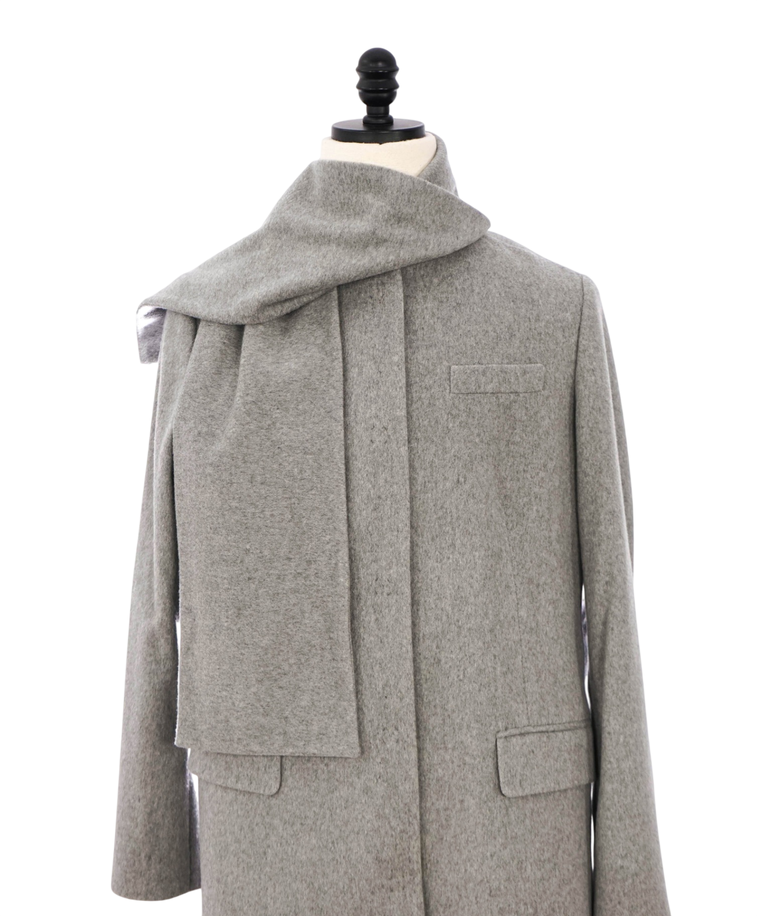 $1,195 ELEVENTY - Gray Scarf Neck Wool Coat - 8 US