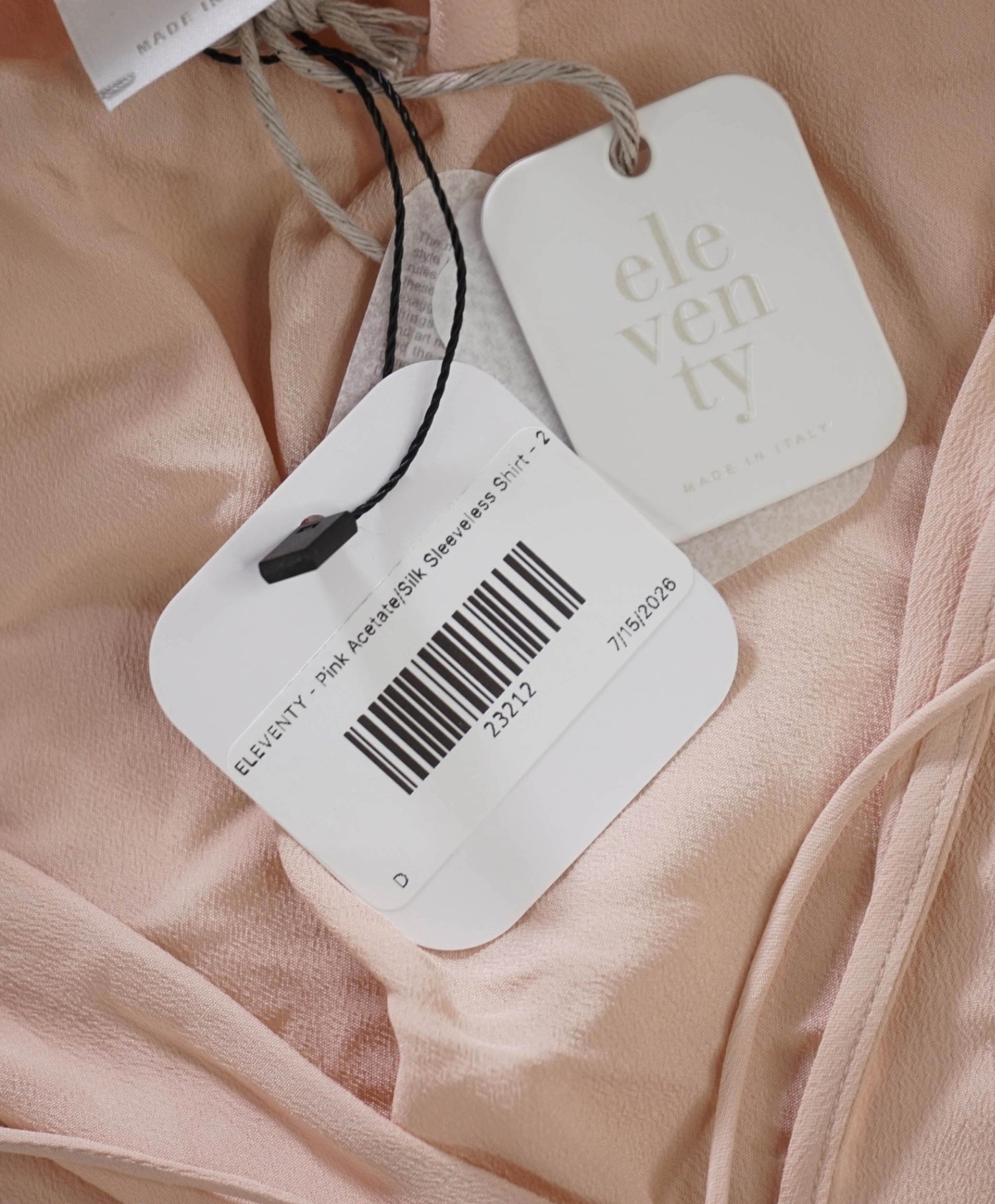 $395 ELEVENTY - Pink Acetate/Silk Sleeveless Shirt - 2 US