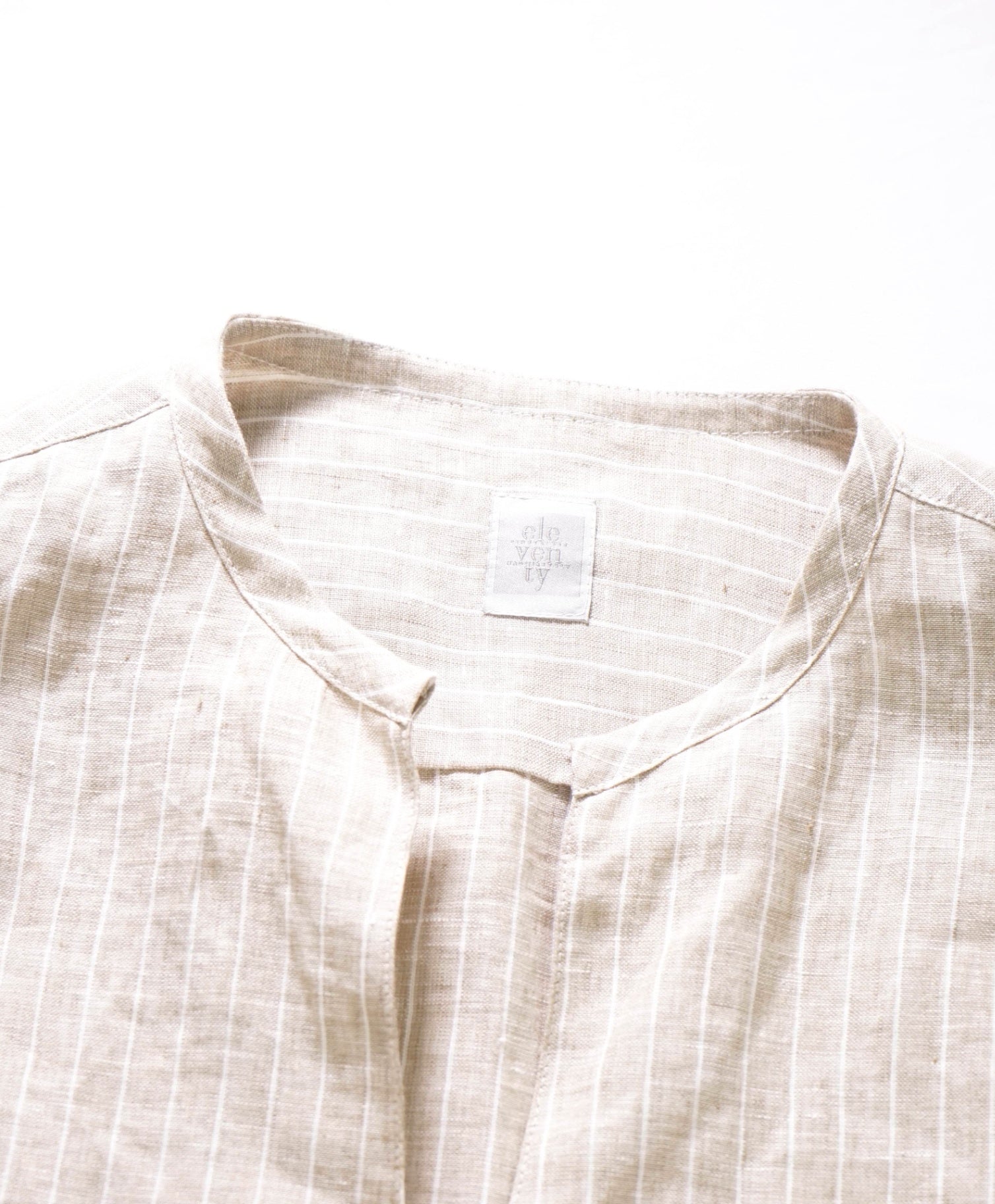 $395 ELEVENTY - Sand Stripe Linen Shirt - 8US