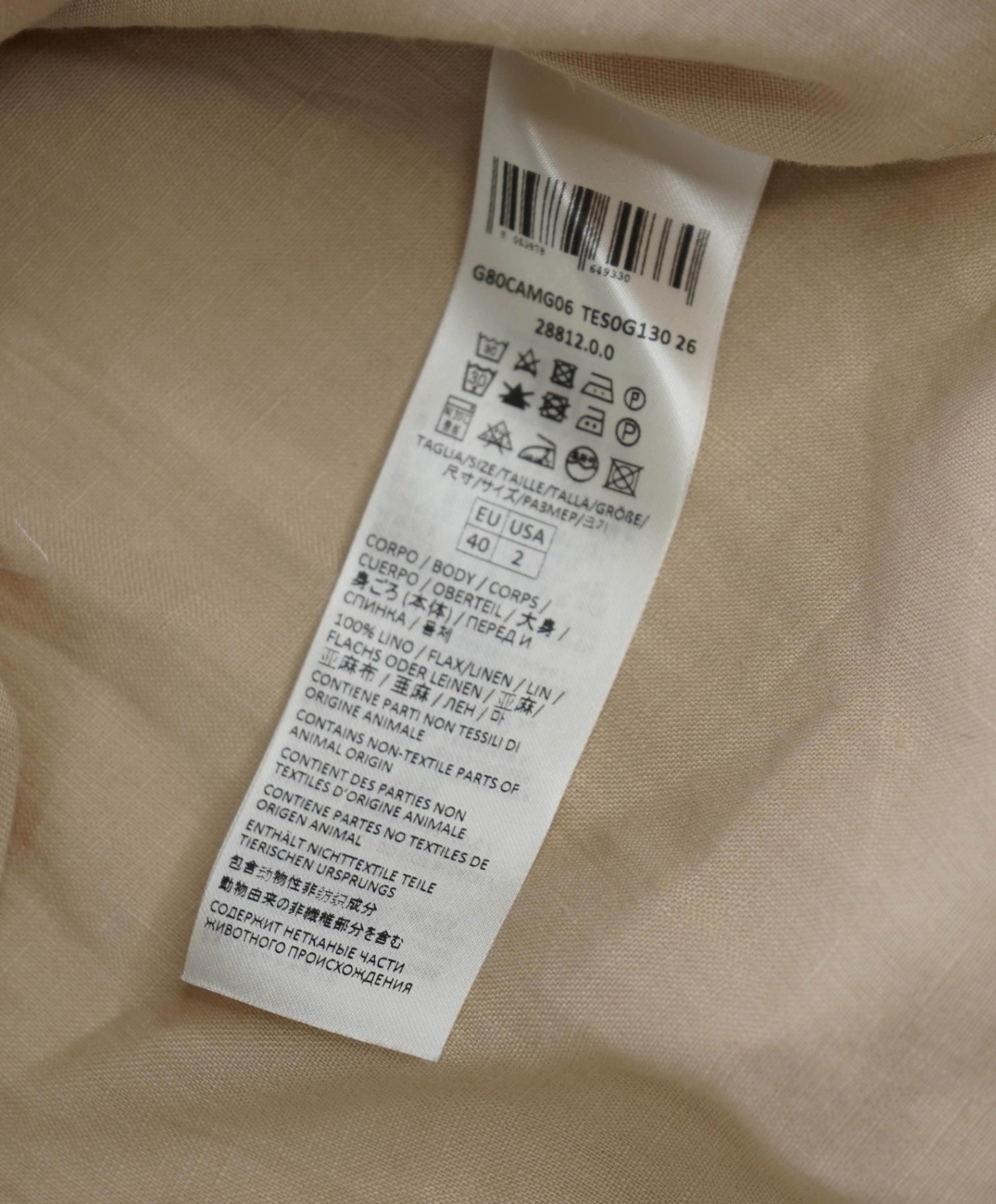 $89 ELEVENTY - Tan Linen Shirt - 2 US