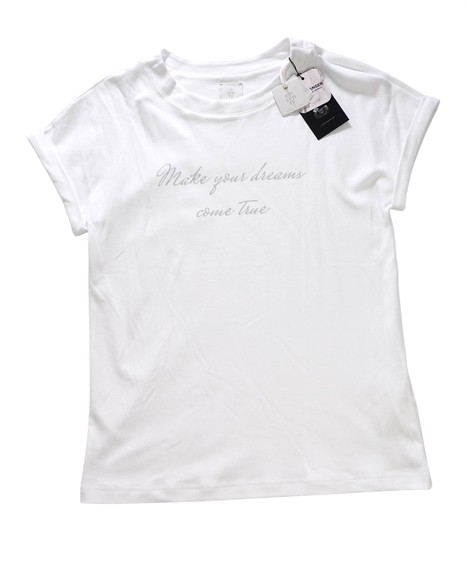 $295 ELEVENTY - White Cotton T-Shirt - S