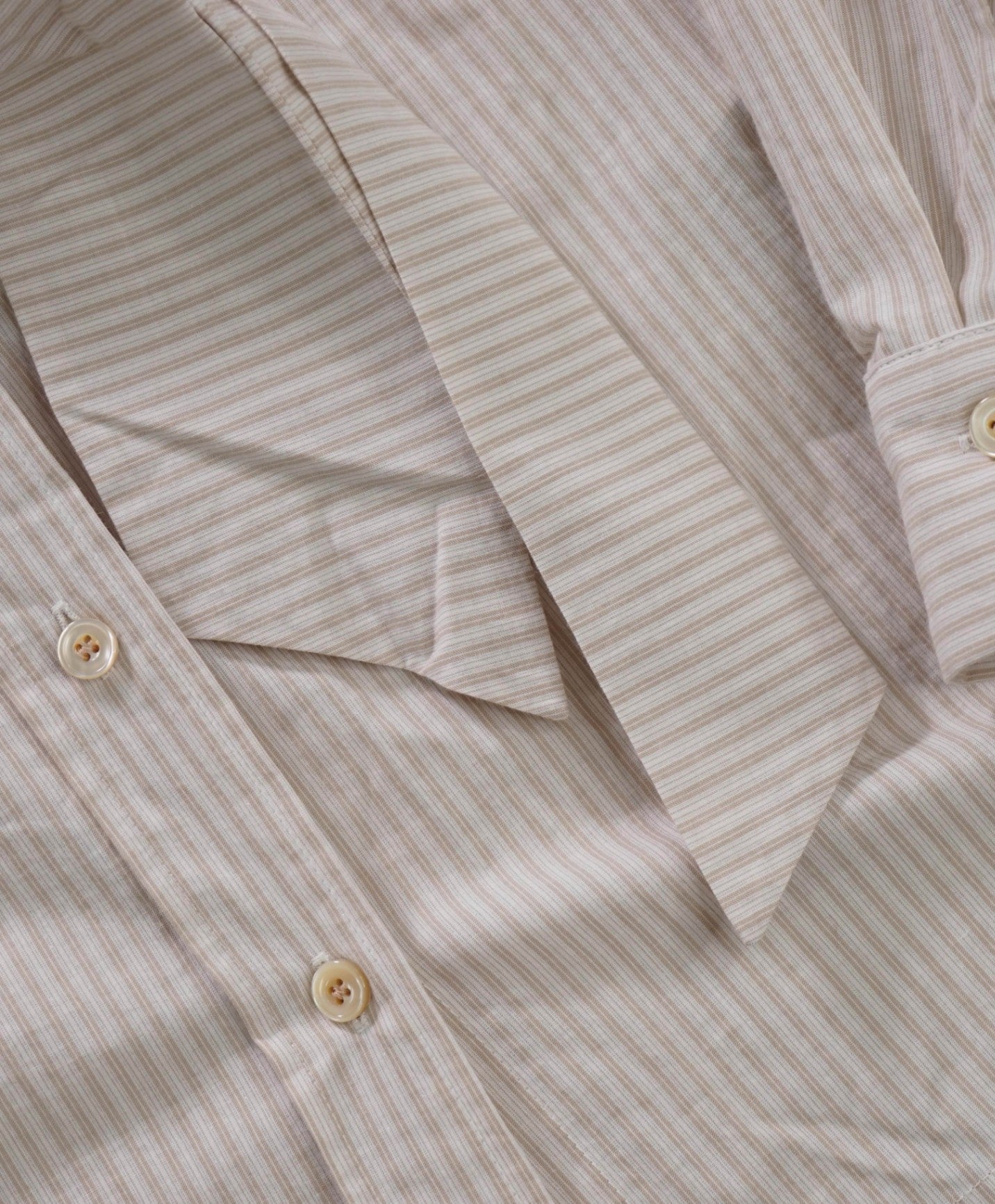 $495 ELEVENTY - Tan Stripe Cotton Shirt with Poplin - 2 US