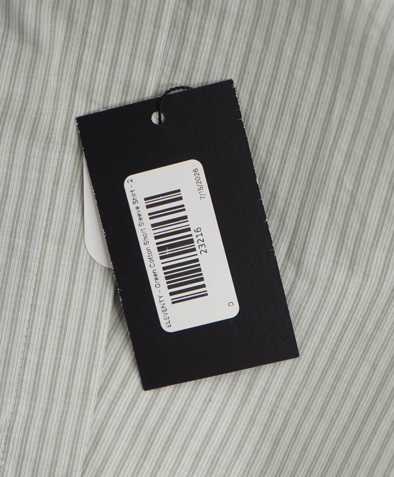 $495 ELEVENTY - Green Stripe Cotton Short Sleeve Shirt - 2 US