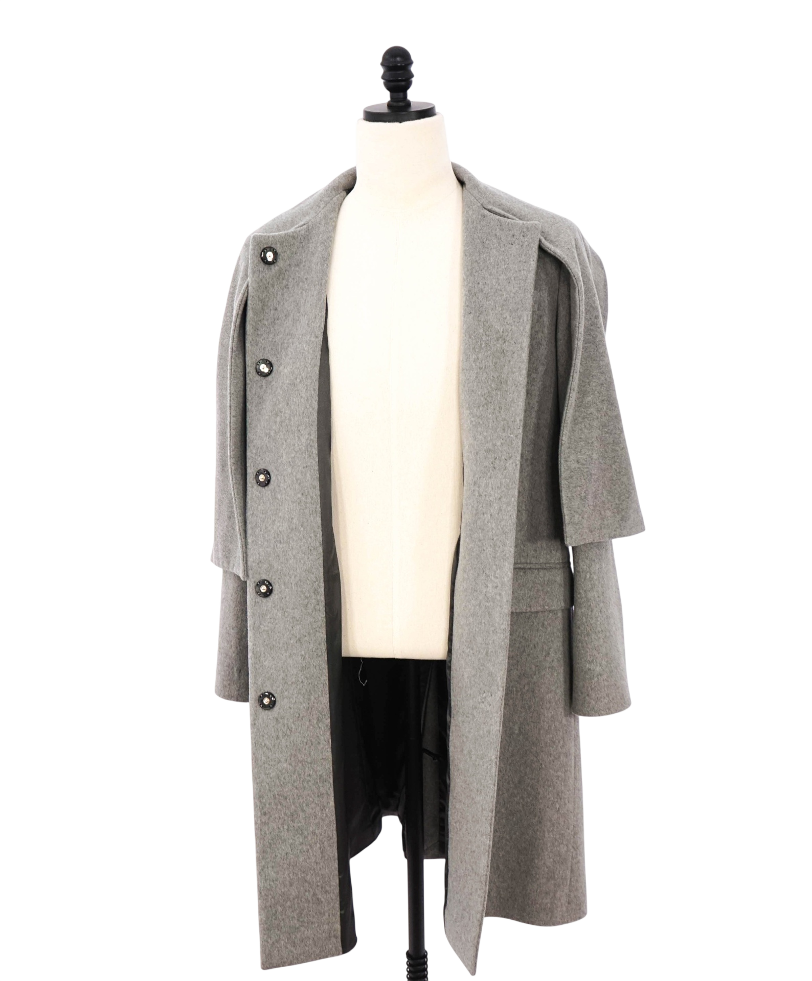 $1,195 ELEVENTY - Gray Scarf Neck Wool Coat - 8 US