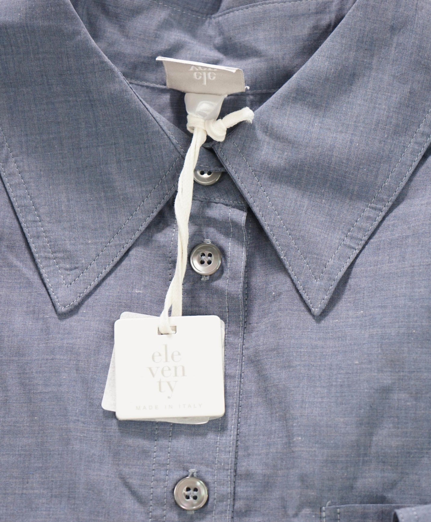 $595 ELEVENTY - Blue Cotton Shirt - 2 US