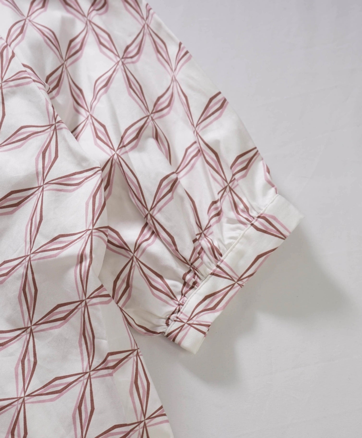 $495 ELEVENTY - White/Pink/Brown Geometric Cotton Shirt - 2 US