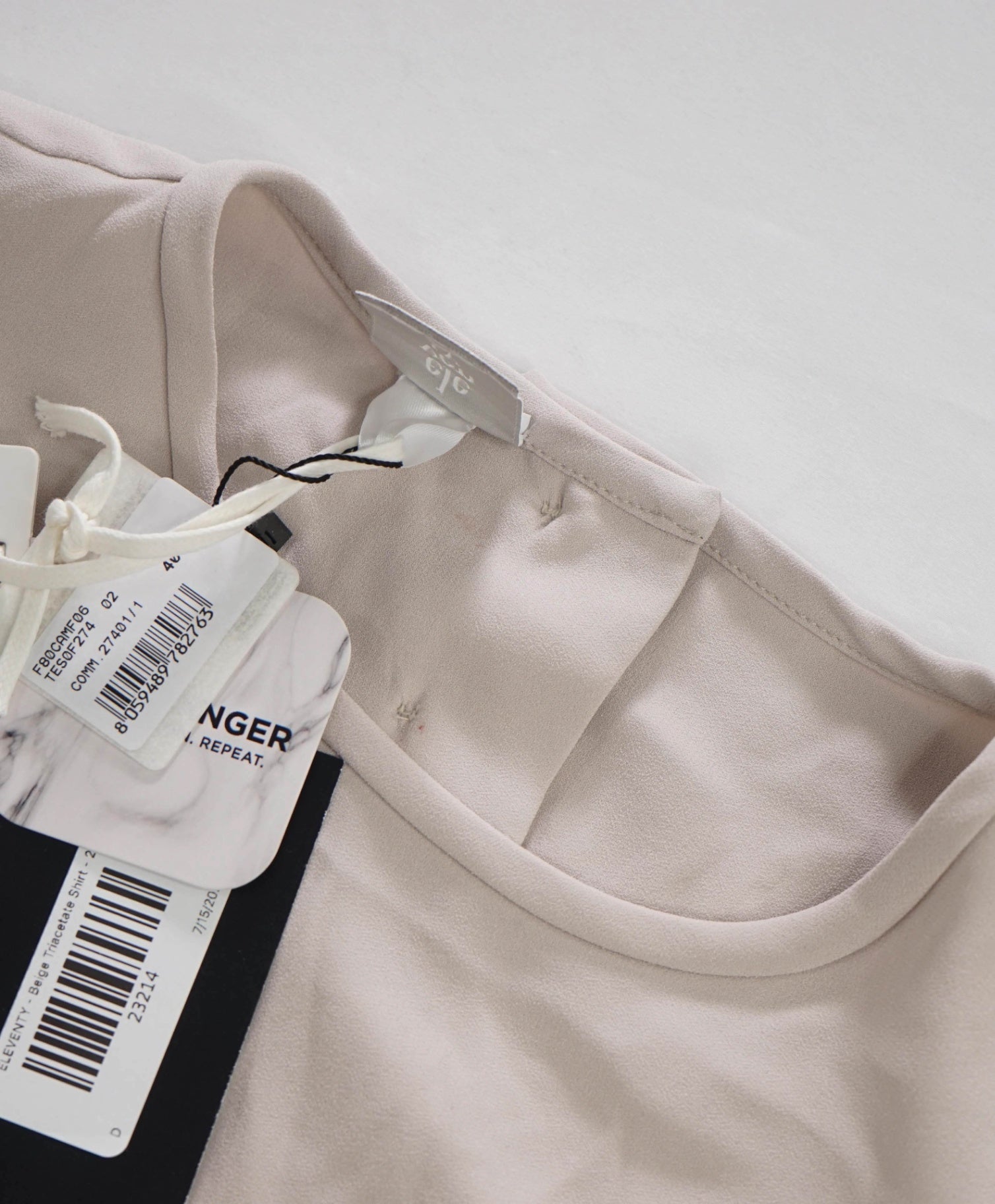 $295 ELEVENTY - Beige Triacetate Shirt - 2 US