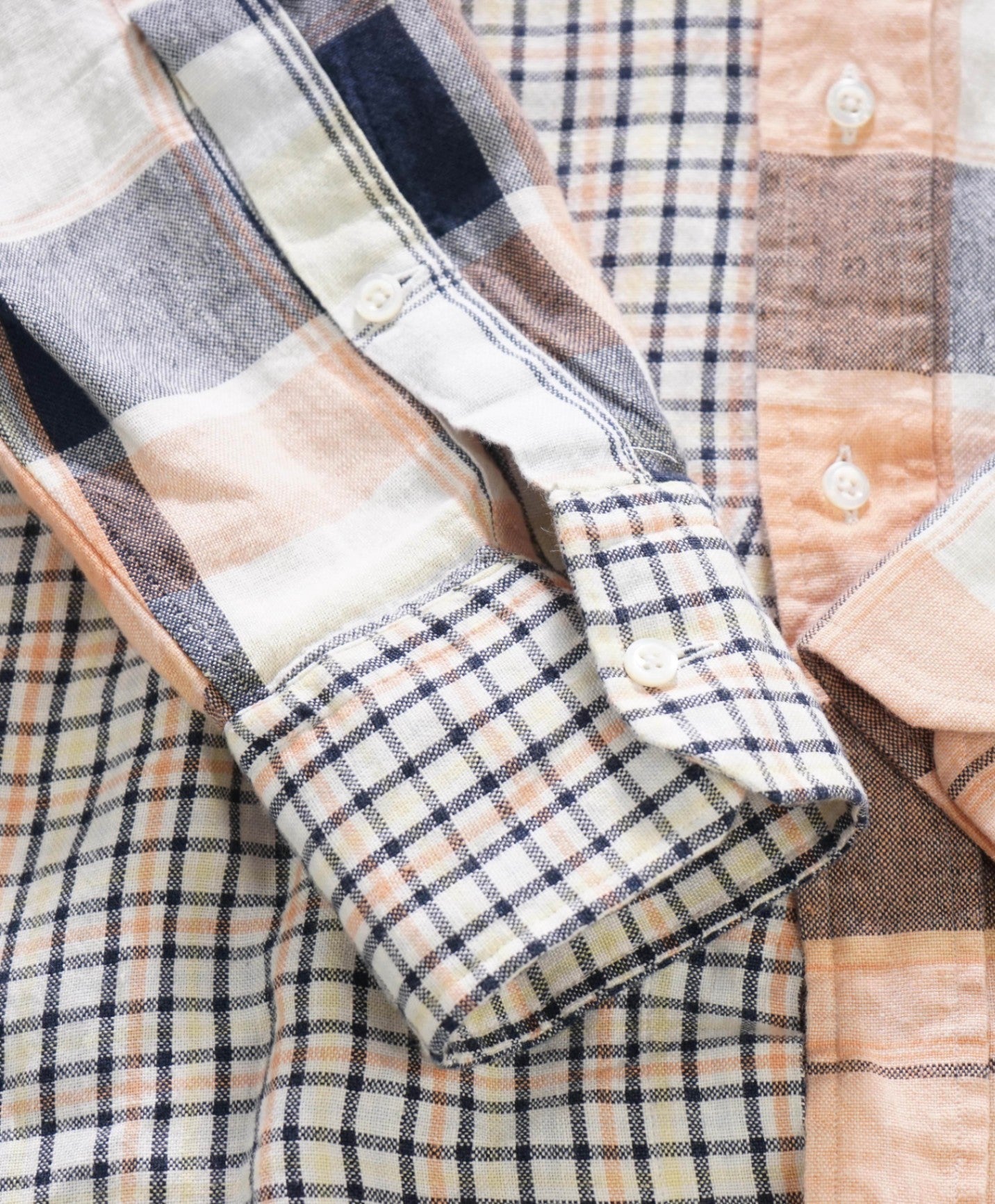 THOM BROWNE - Pink/Yellow Patchwork Plaid Cotton Shirt - 4
