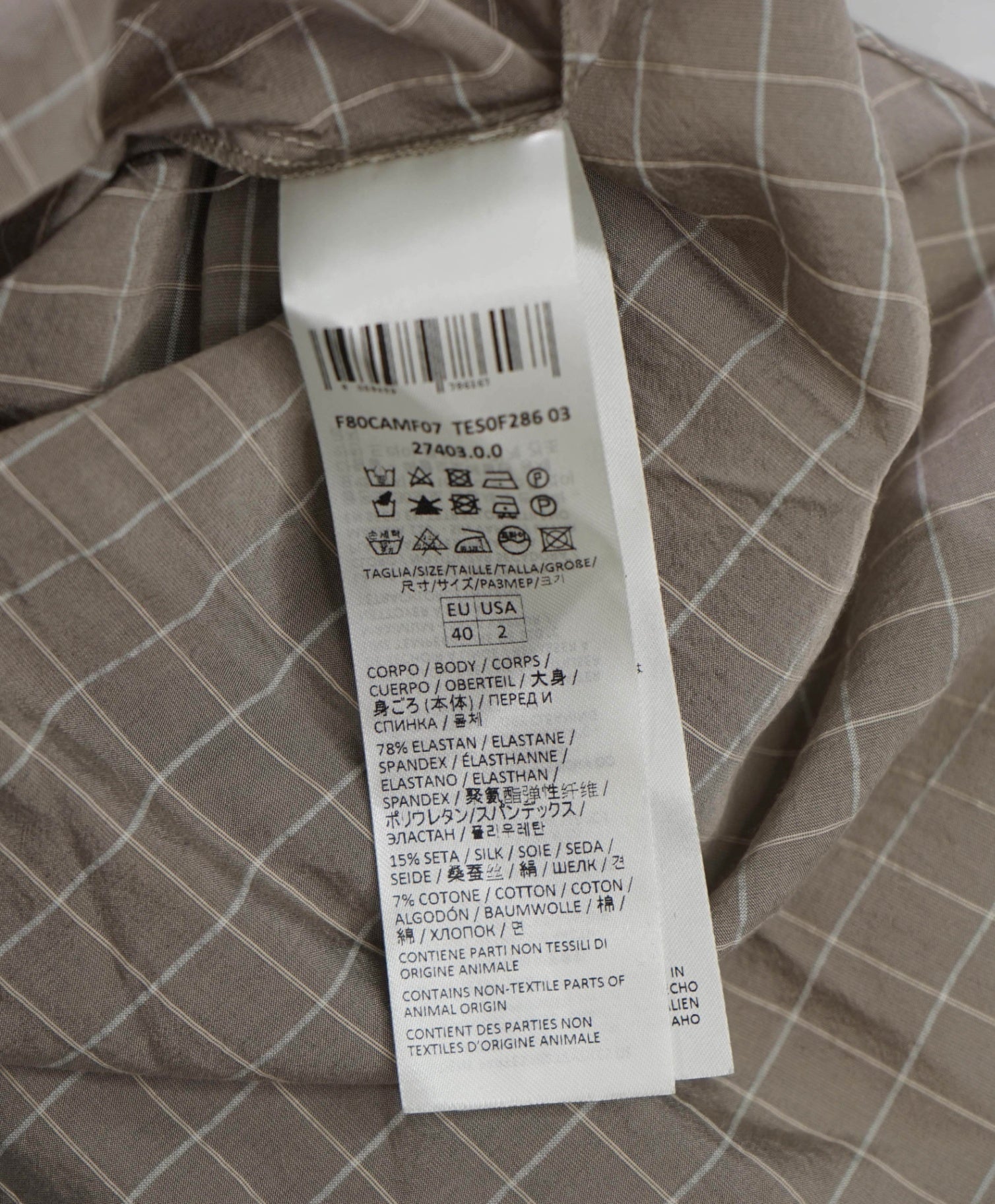 $395 ELEVENTY - Gray Spandex/Silk/Cotton Shirt - 2 US