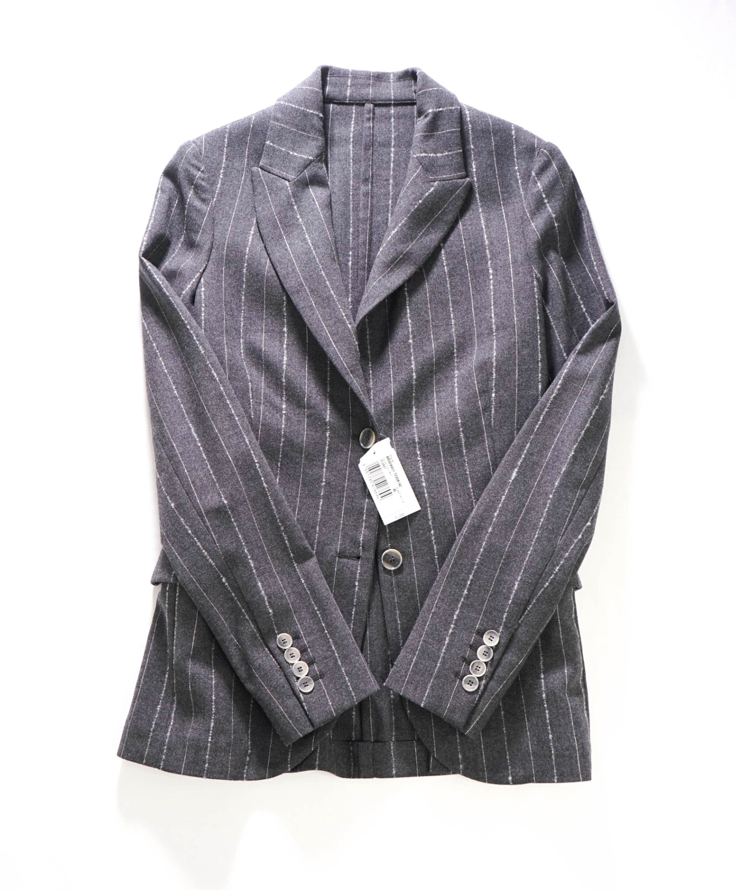 $1,895 ELEVENTY - Gray Stripe Flannel Wool Suit - 2 US