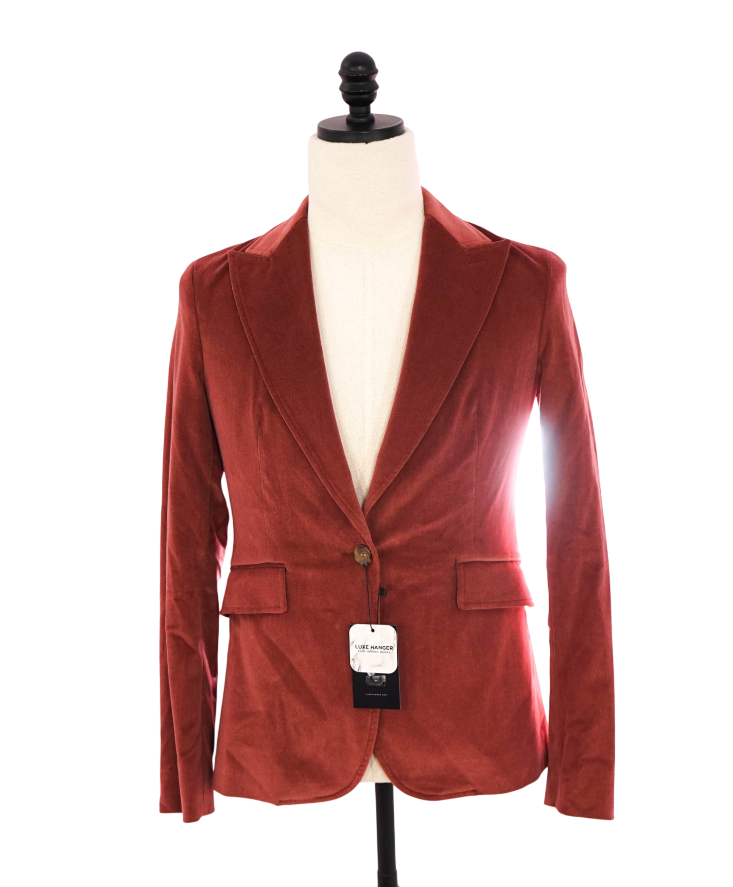 $1,195 ELEVENTY - Pink Velvet Peak Lapel Blazer - 2 US 40EU
