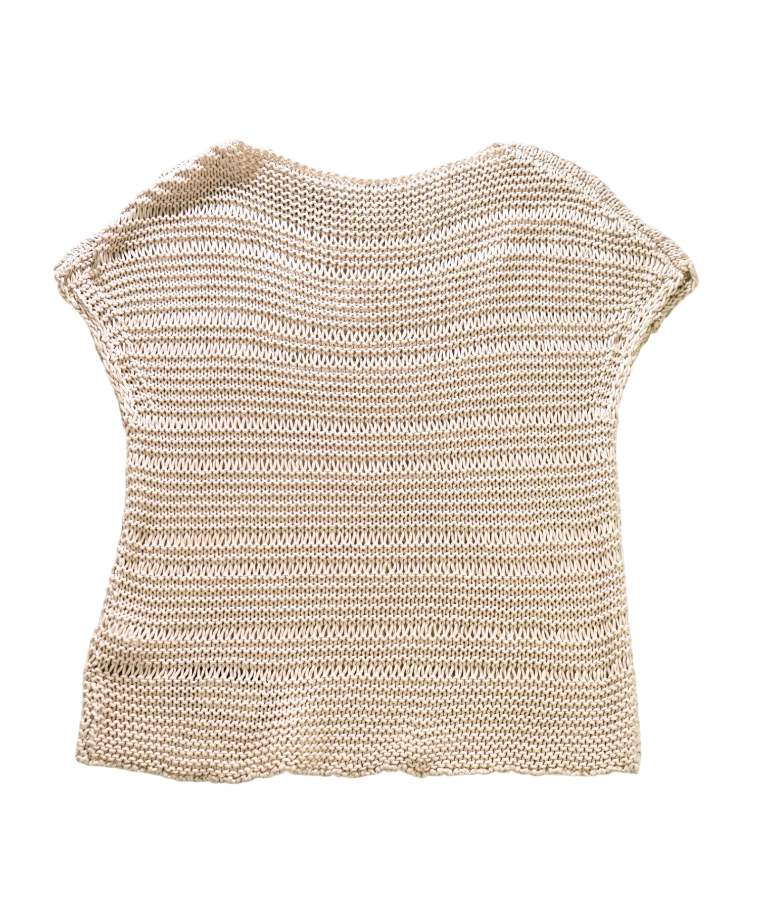 $495 ELEVENTY - Beige Netted Crochet Cotton Shirt - M