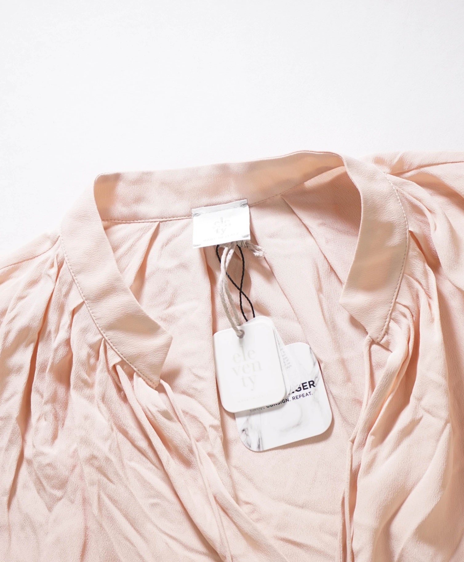 $395 ELEVENTY - Pink Acetate/Silk Sleeveless Shirt - 2 US