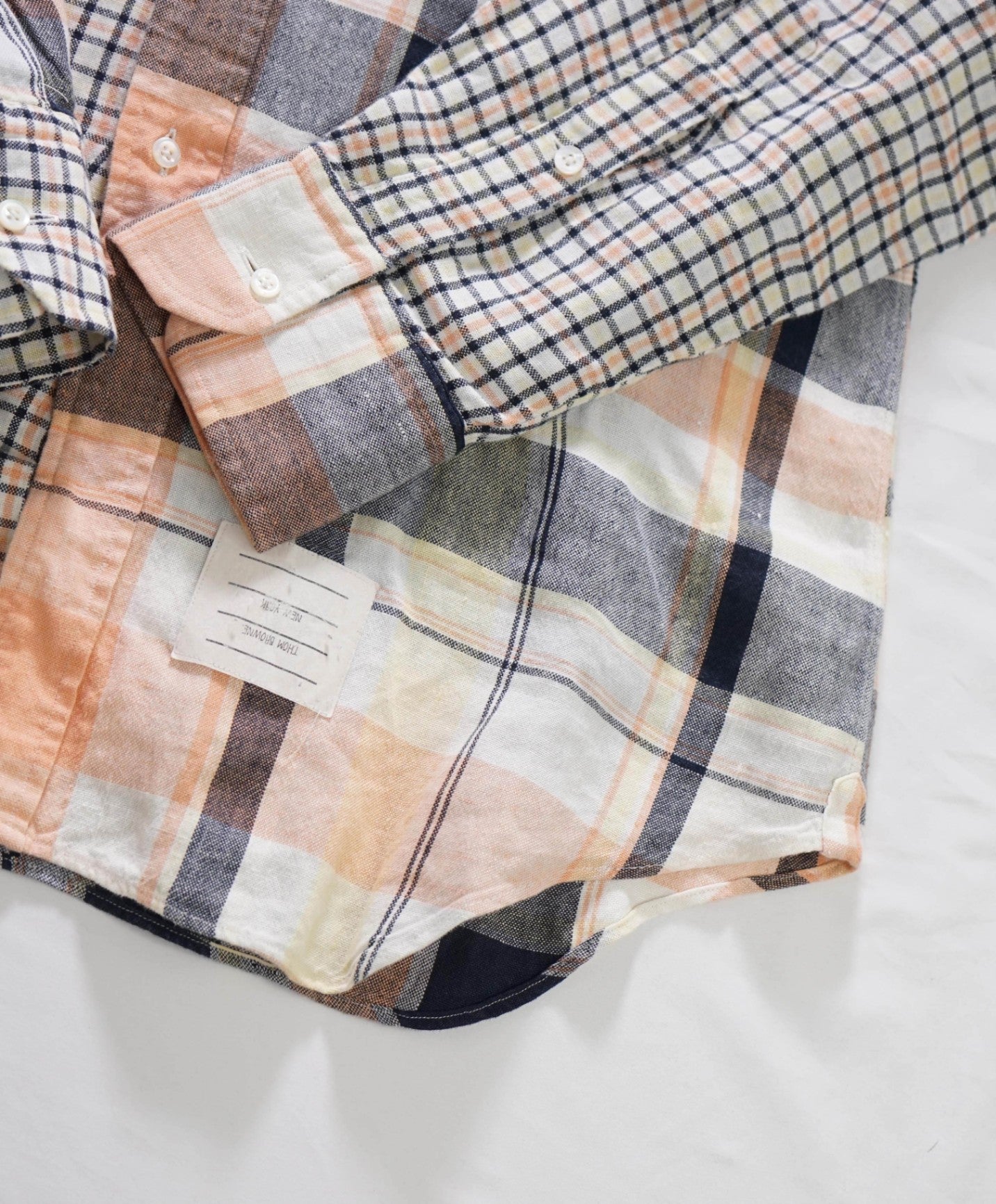 THOM BROWNE - Pink/Yellow Patchwork Plaid Cotton Shirt - 4
