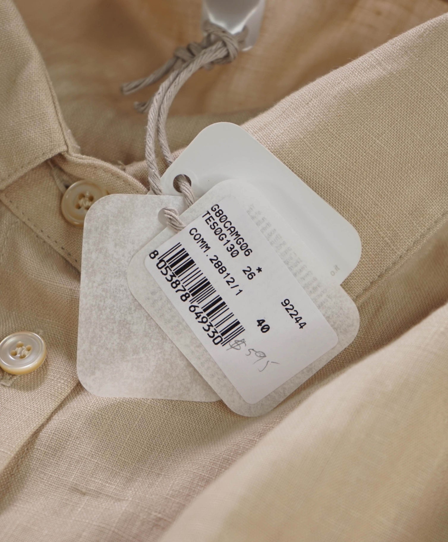 $89 ELEVENTY - Tan Linen Shirt - 2 US