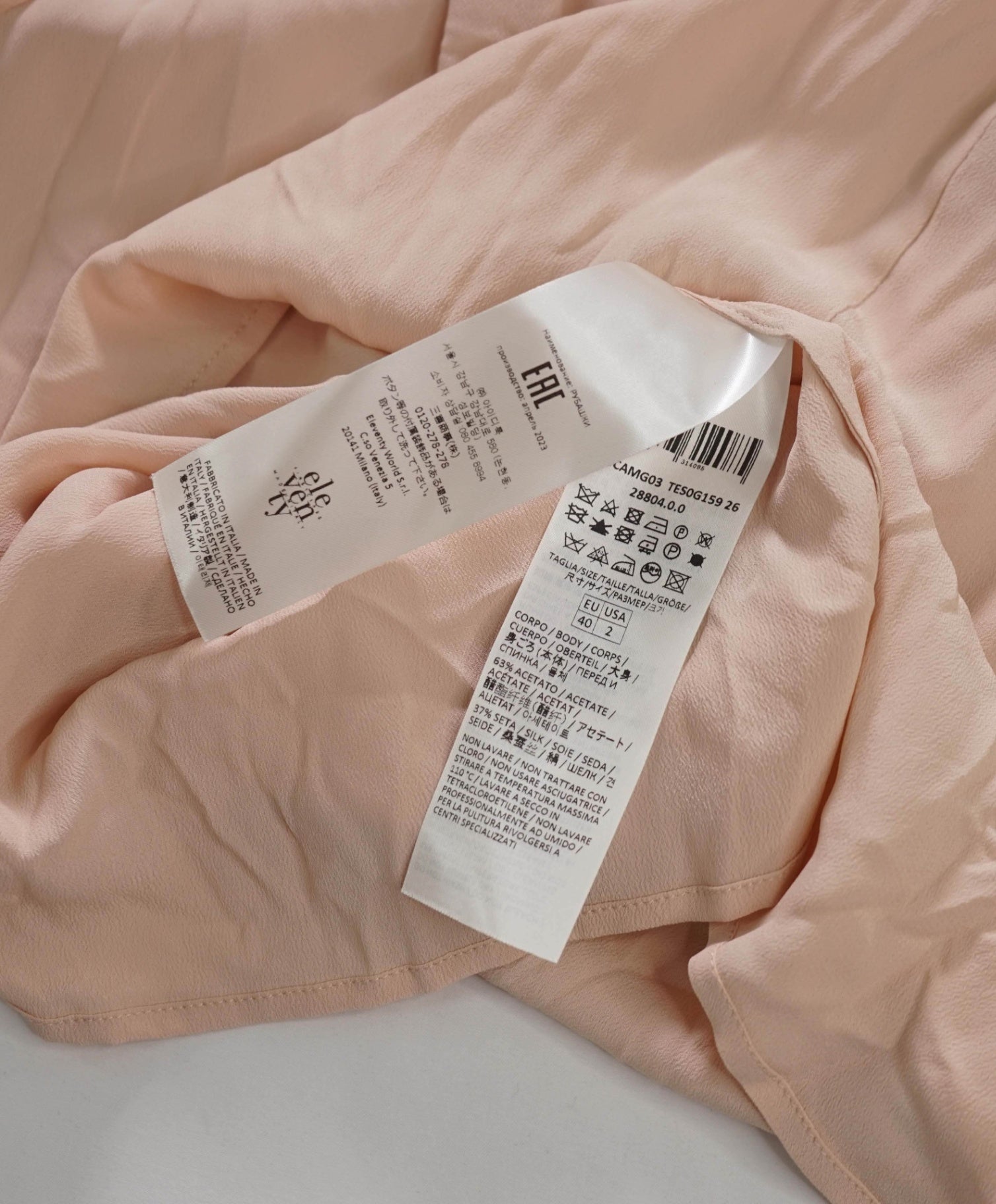 $695 ELEVENTY - Pink Silk Blend Raglan Shirt - 2 US