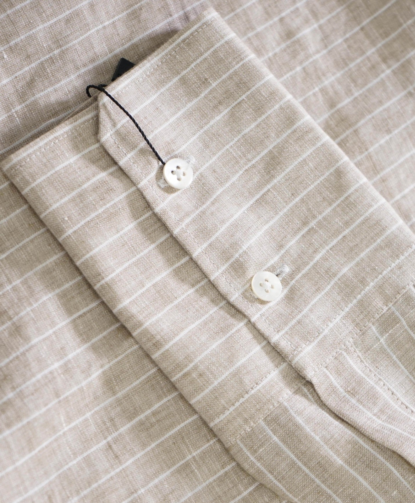 $395 ELEVENTY - Sand Stripe Linen Shirt - 8US