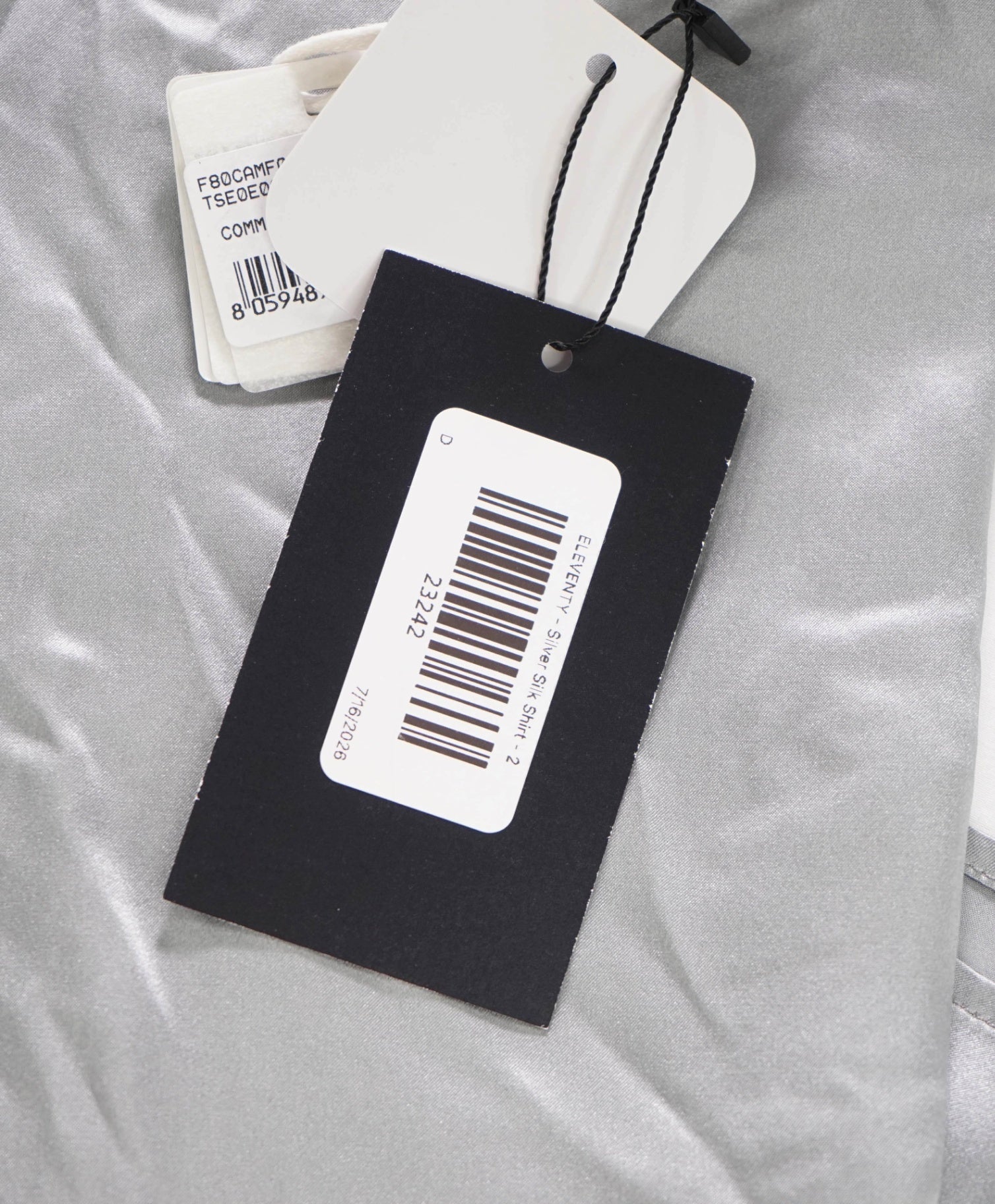 $795 ELEVENTY - Silver Silk Shirt - 2 US