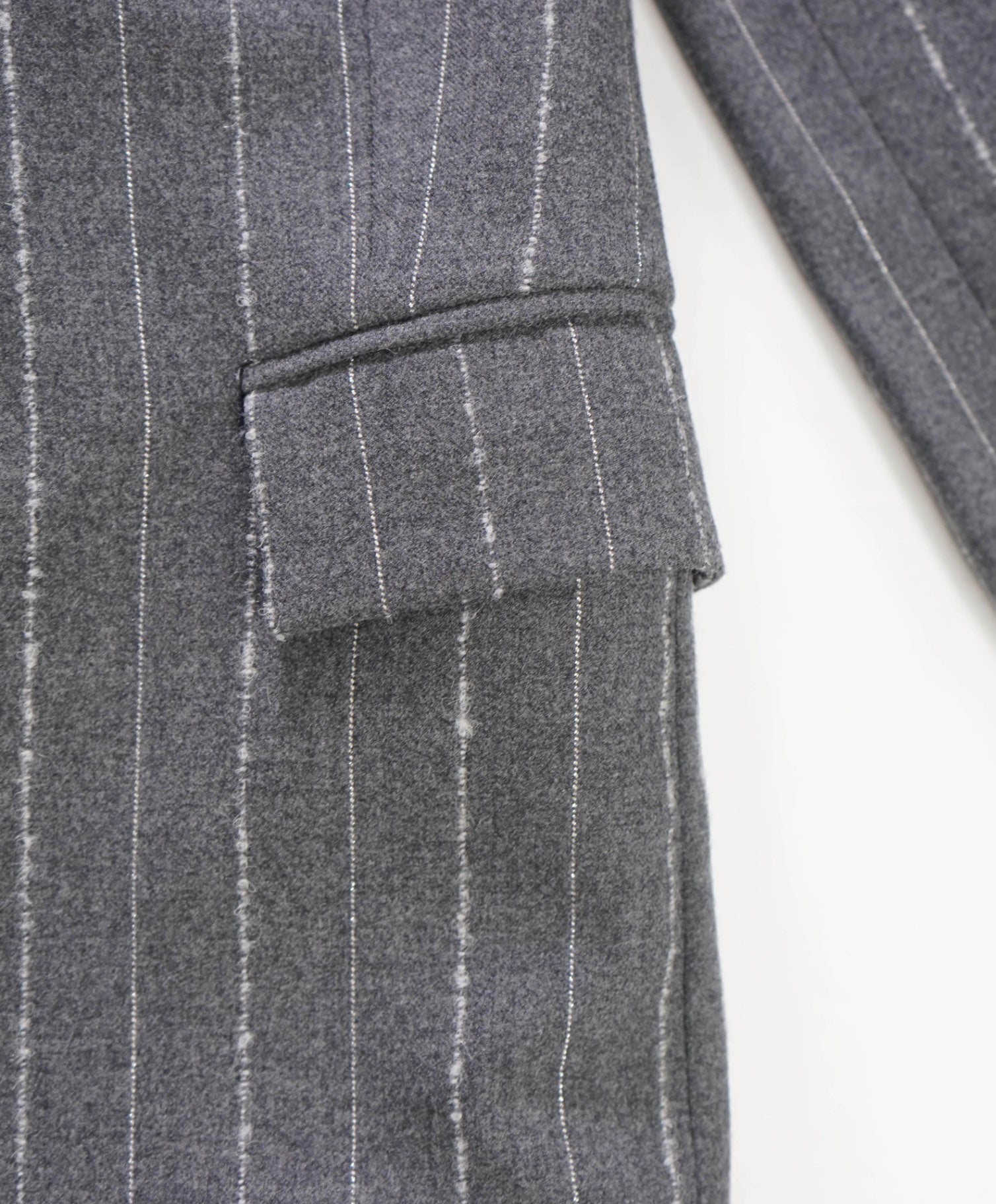 $1,895 ELEVENTY - Gray Stripe Flannel Wool Suit - 10 US