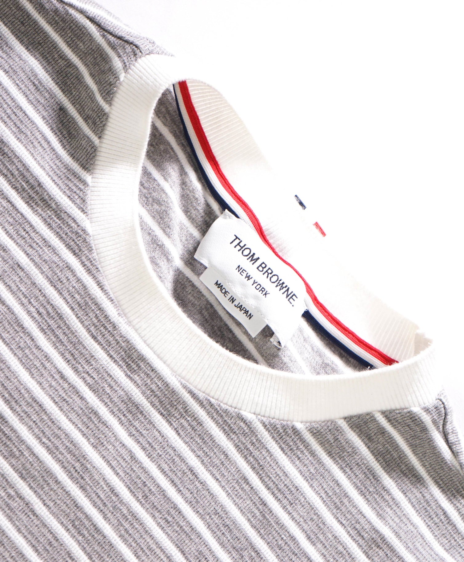 THOM BROWNE - Gray Stripe Cotton Long Sleeve Shirt - 5