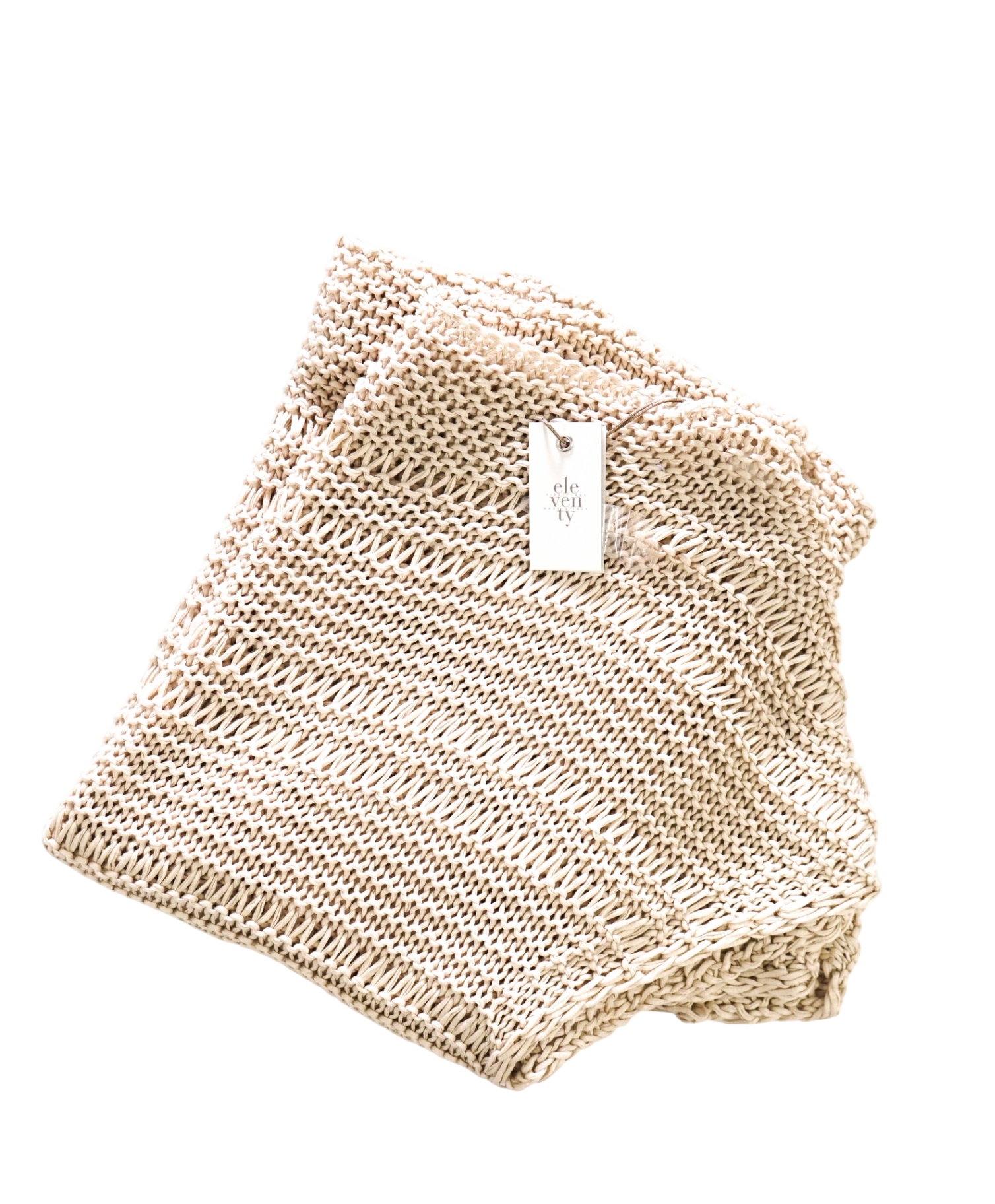 $495 ELEVENTY - Beige Netted Crochet Cotton Shirt - M