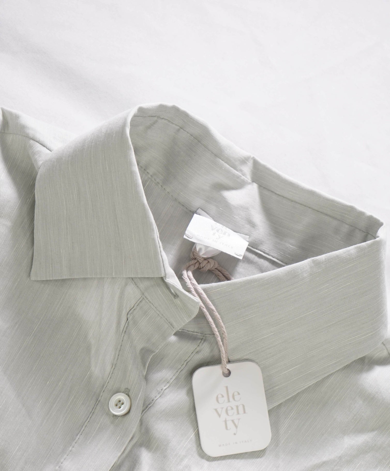 $595 ELEVENTY - Light Blue Cotton/Linen Shirt - 2 US
