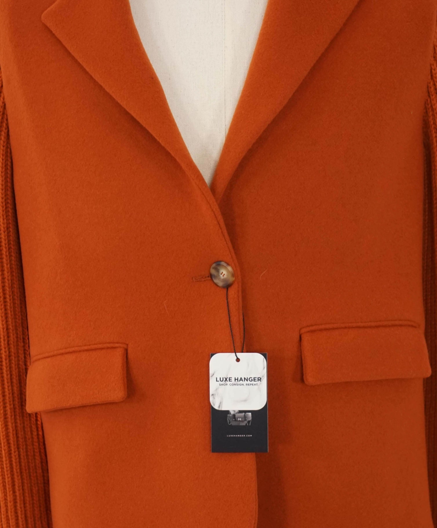 $1,195 ELEVENTY - Orange Wool/Polyamide Coat - 2 US