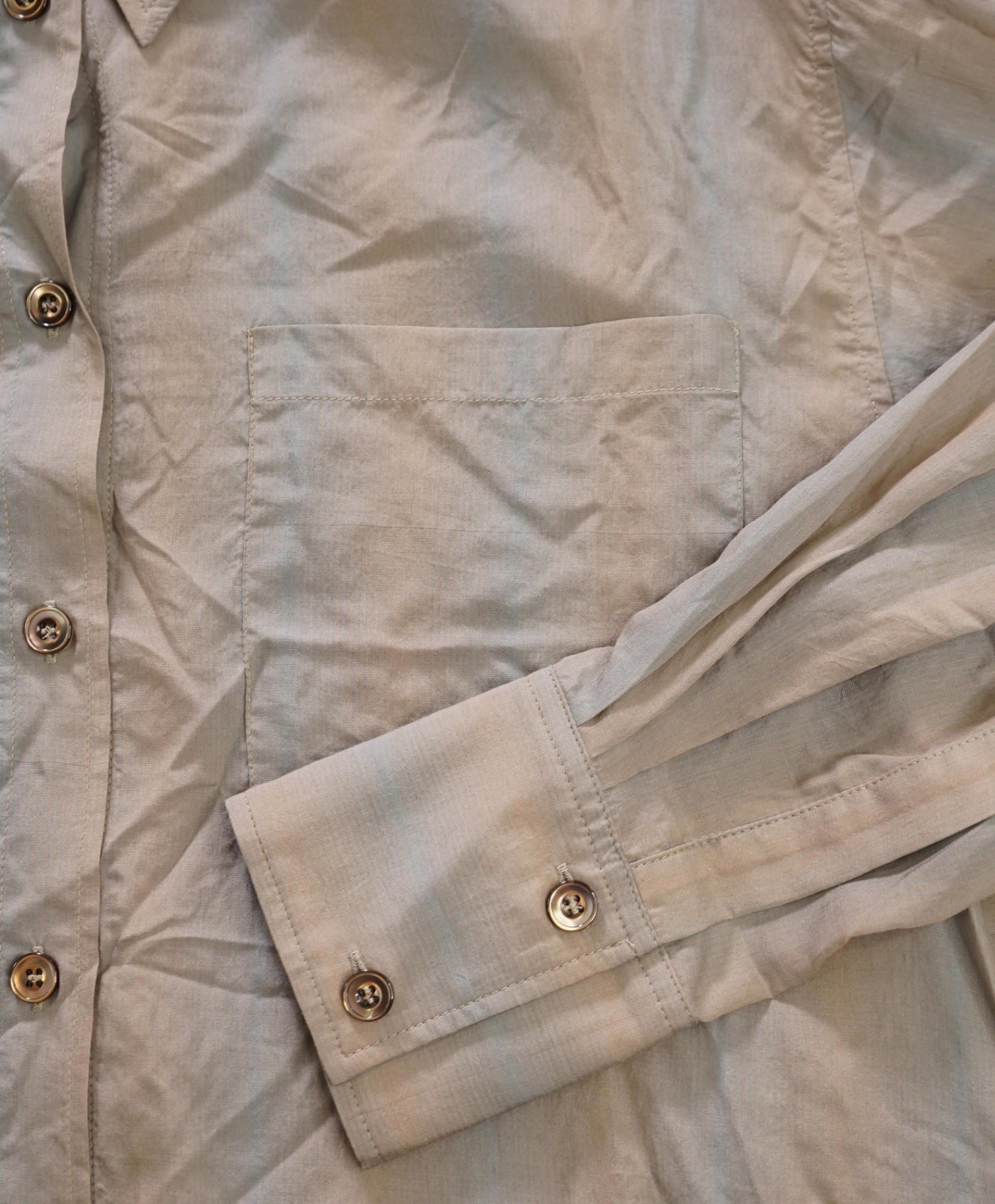 $595 ELEVENTY - Brown/Green Spandex/Silk Shirt - 2 US