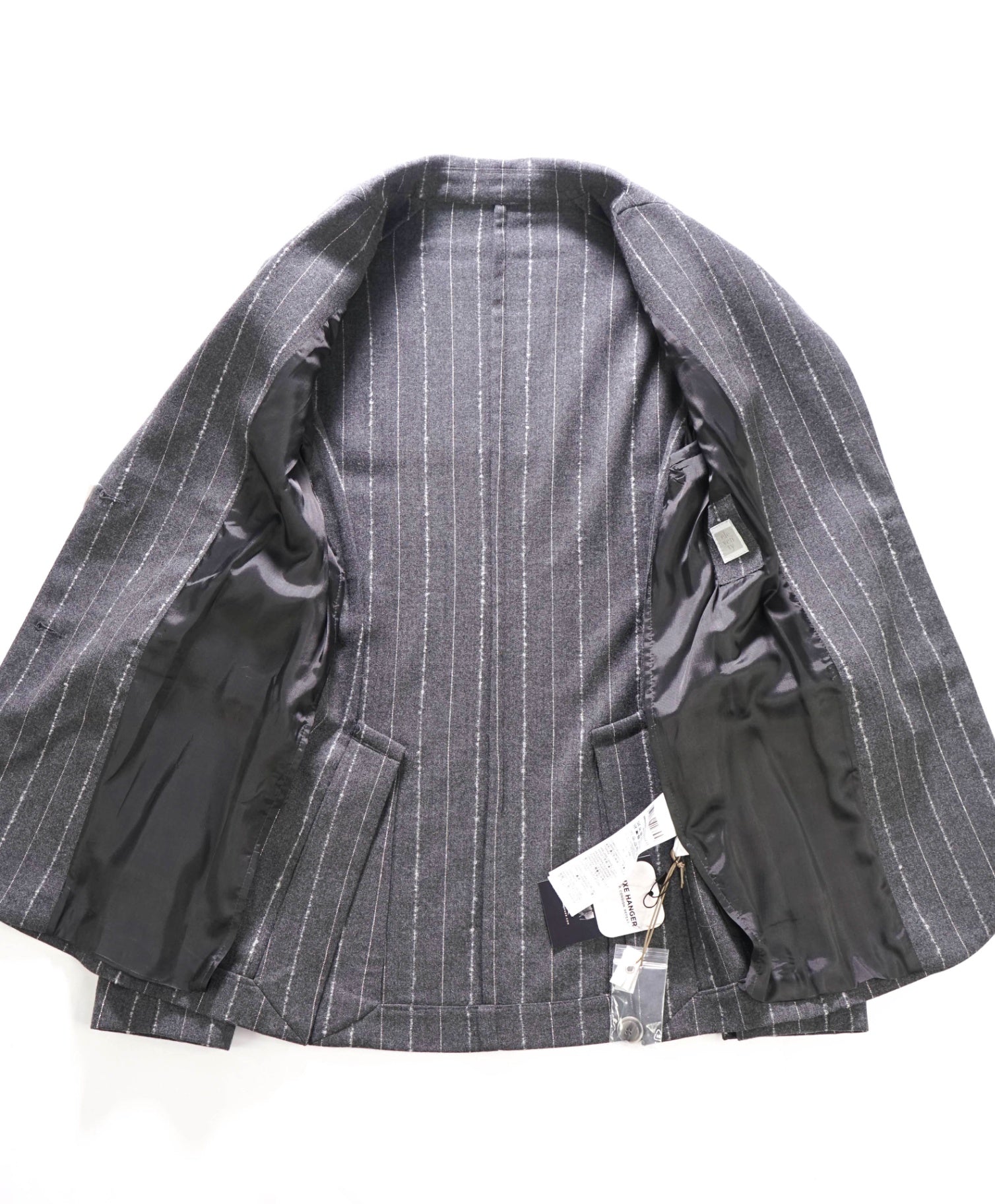$1,895 ELEVENTY - Gray Stripe Flannel Wool Suit - 10 US