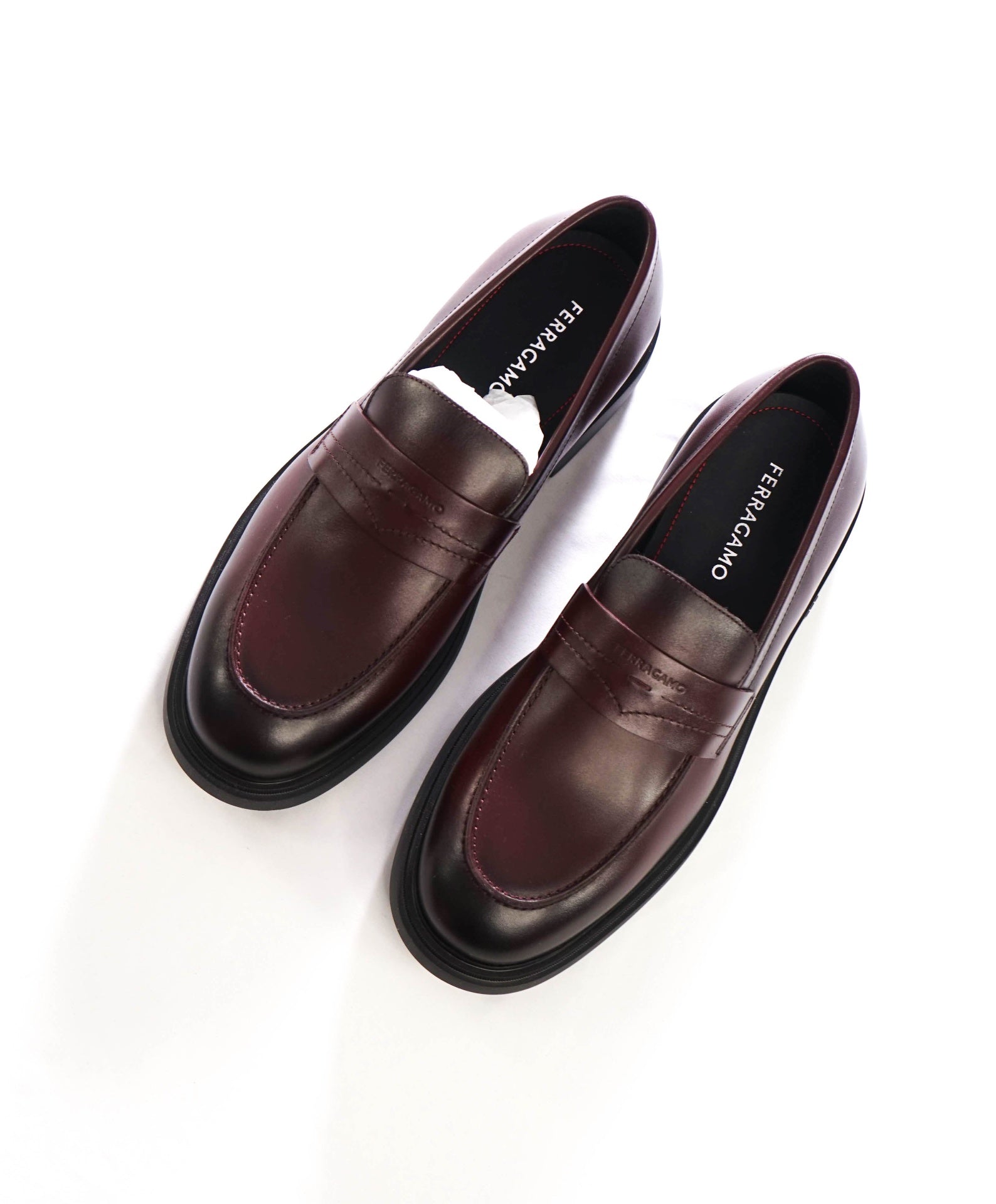 $995 FERRAGAMO - "CALIGOLA" Brown Lug-Sole Loafers - 11 EE