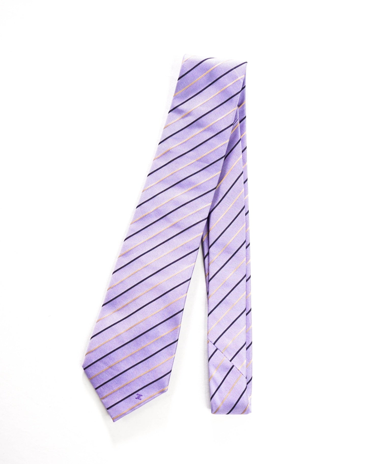 $195 CELINE - Purple Stripe Silk - 3.5" Tie
