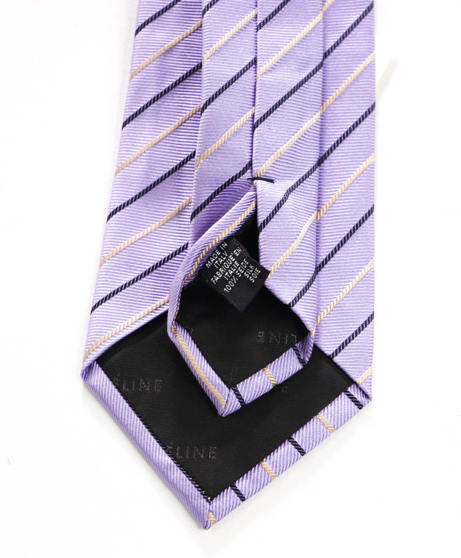 $195 CELINE - Purple Stripe Silk - 3.5" Tie