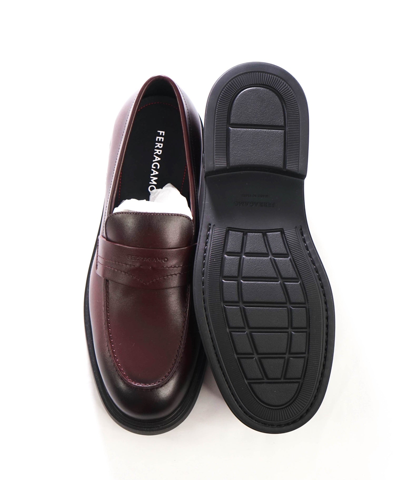 $995 FERRAGAMO - "CALIGOLA" Brown Lug-Sole Loafers - 11 EE
