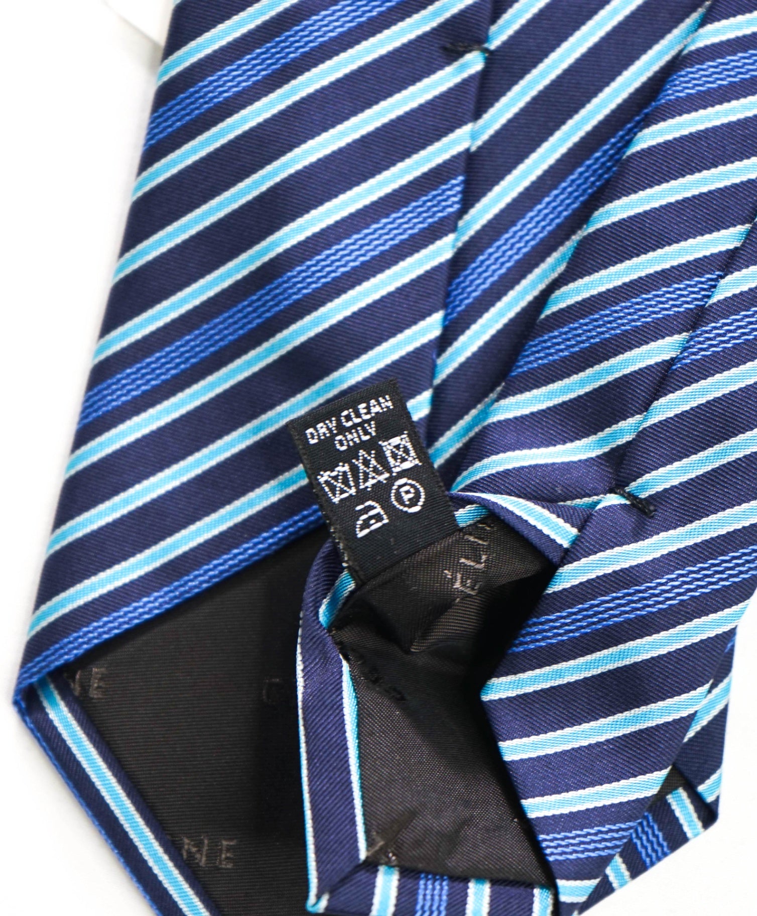 $195 CELINE - Blue Stripe Silk - 3.5" Tie