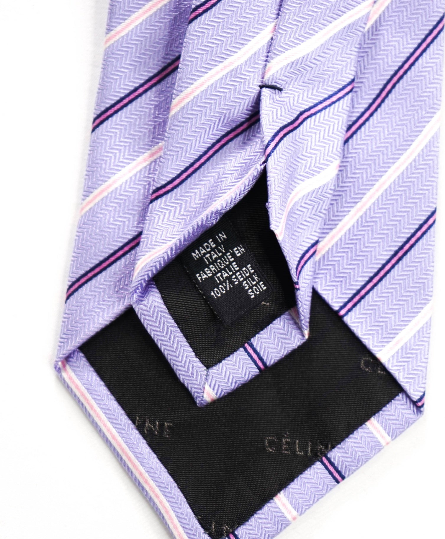 $195 CELINE - Purple Stripe Silk - 3.25" Tie