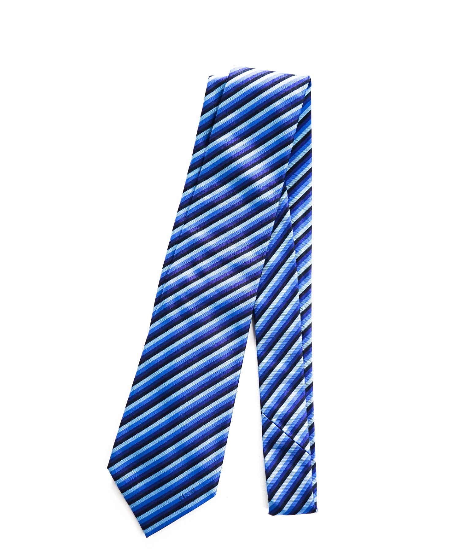 $195 CELINE - Blue Stripe Silk - 3.5" Tie