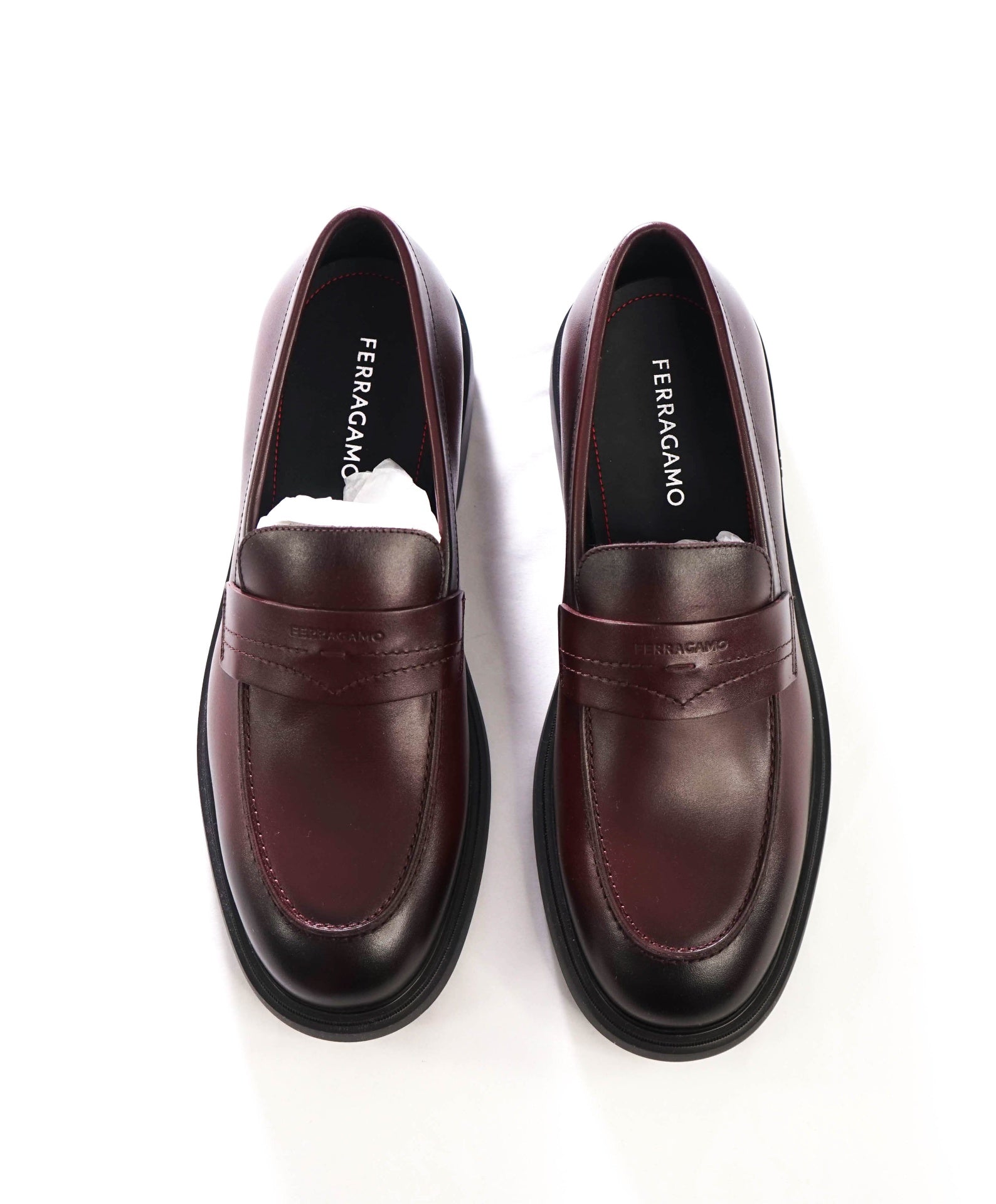 $995 FERRAGAMO - "CALIGOLA" Brown Lug-Sole Loafers - 11 EE