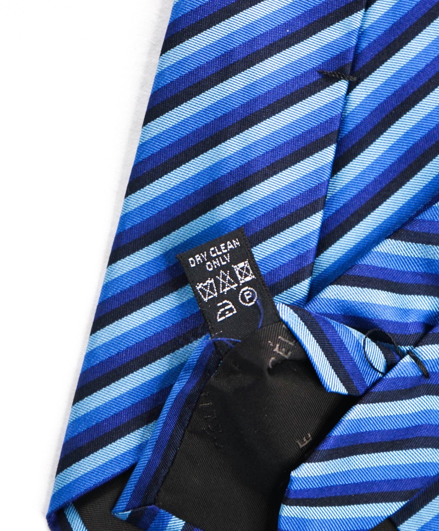 $195 CELINE - Blue Stripe Silk - 3.5" Tie
